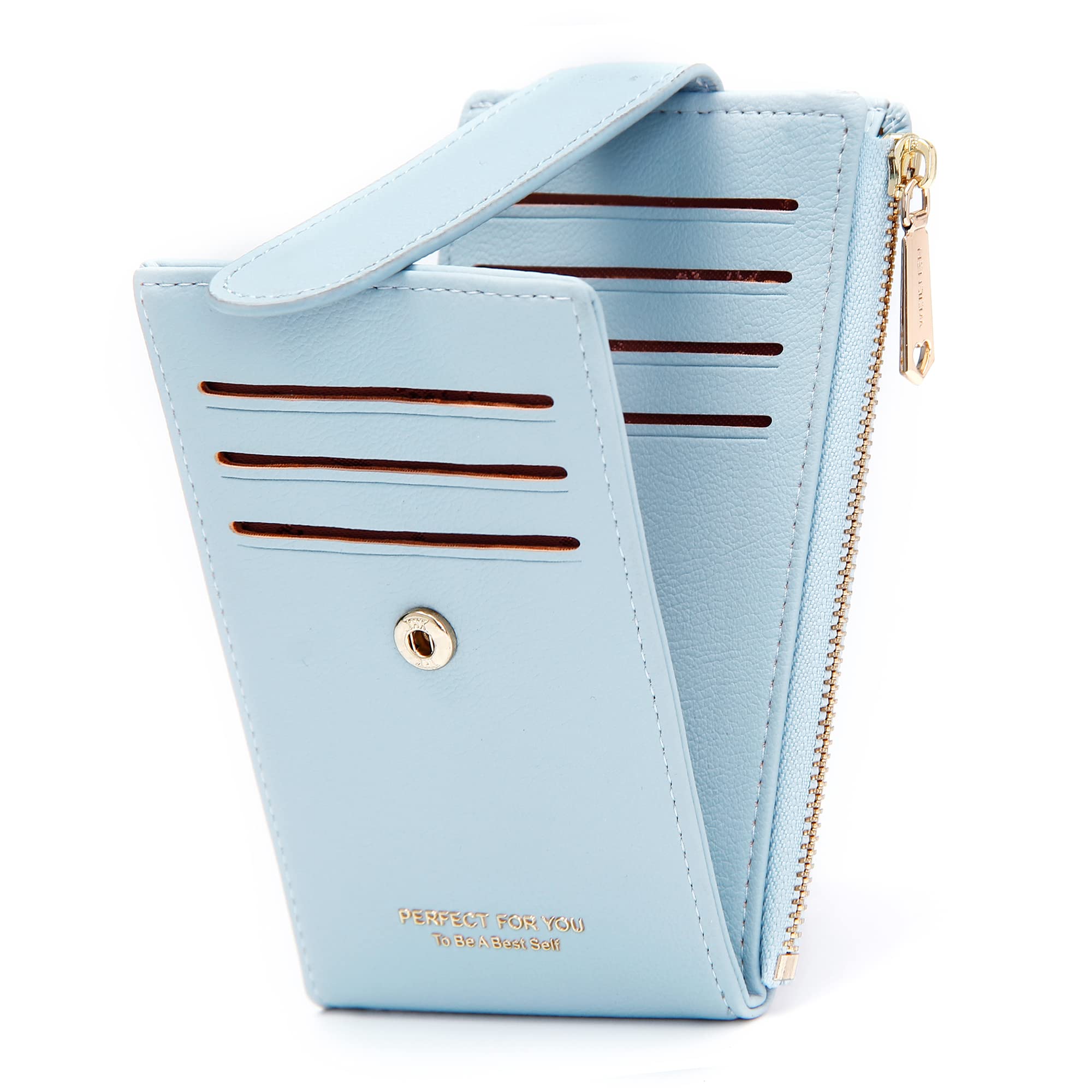 ZRTARY Slim RFID Blocking Bifold Wallet for Women - Compact Card Holder with Zipper Pocket & Money Organizer | Perfect for Everyday Use, Travel & Minimalist Lifestyle