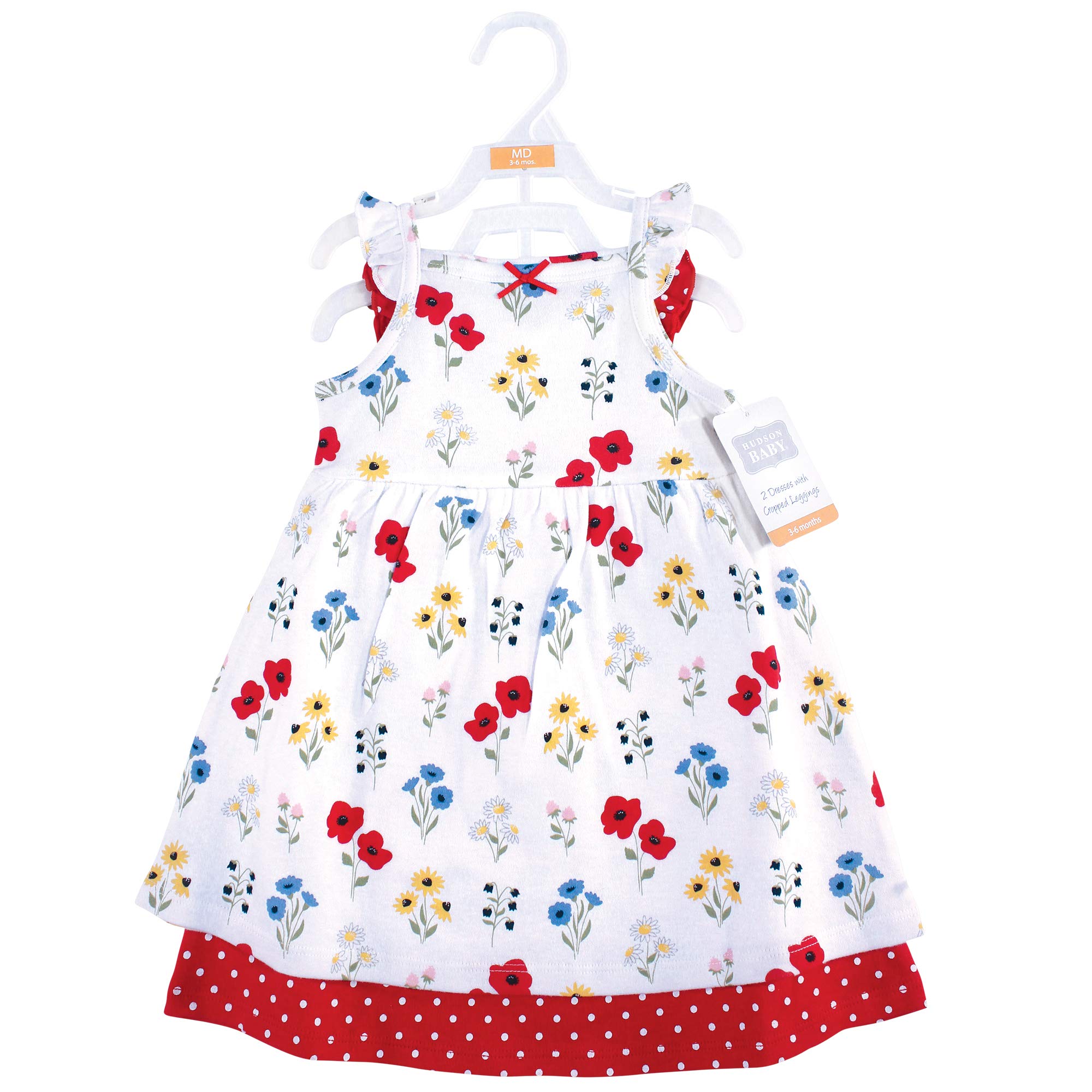 Hudson Baby Girls Cotton Dress & Leggings - Casual Outfit for Playtime