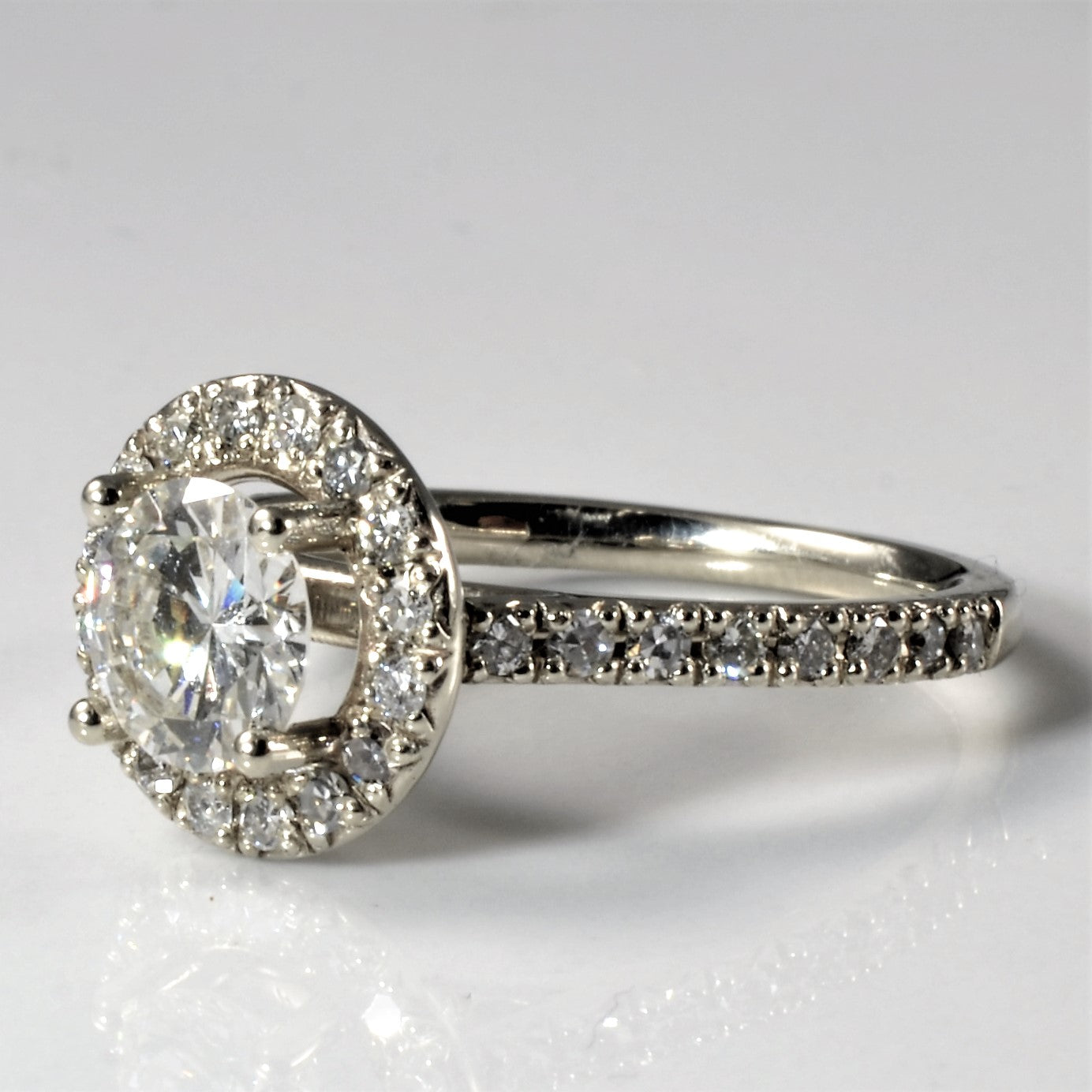 GIA Certified Diamond Pave Halo Engagement Ring - 1.45ctw VS1 H Color Size 7 | Wedding Proposal, Anniversary Gift, Bridal Jewelry