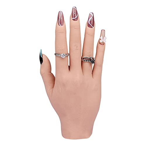 Flexible Silicone Practice Hand for Acrylic Nails - Movable Nail Training Hand for Nail Art DIY, Manicure Practice Tool with Secure Grip (Perfect for Beginners, Salon Training & Home Nail Practice)