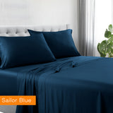 Luxury 1200 Thread Count Hotel Quality Cotton Rich Sheet Set - Queen Size, Sailor Blue - Perfect for Bedroom, Guest Room & Airbnb Stays