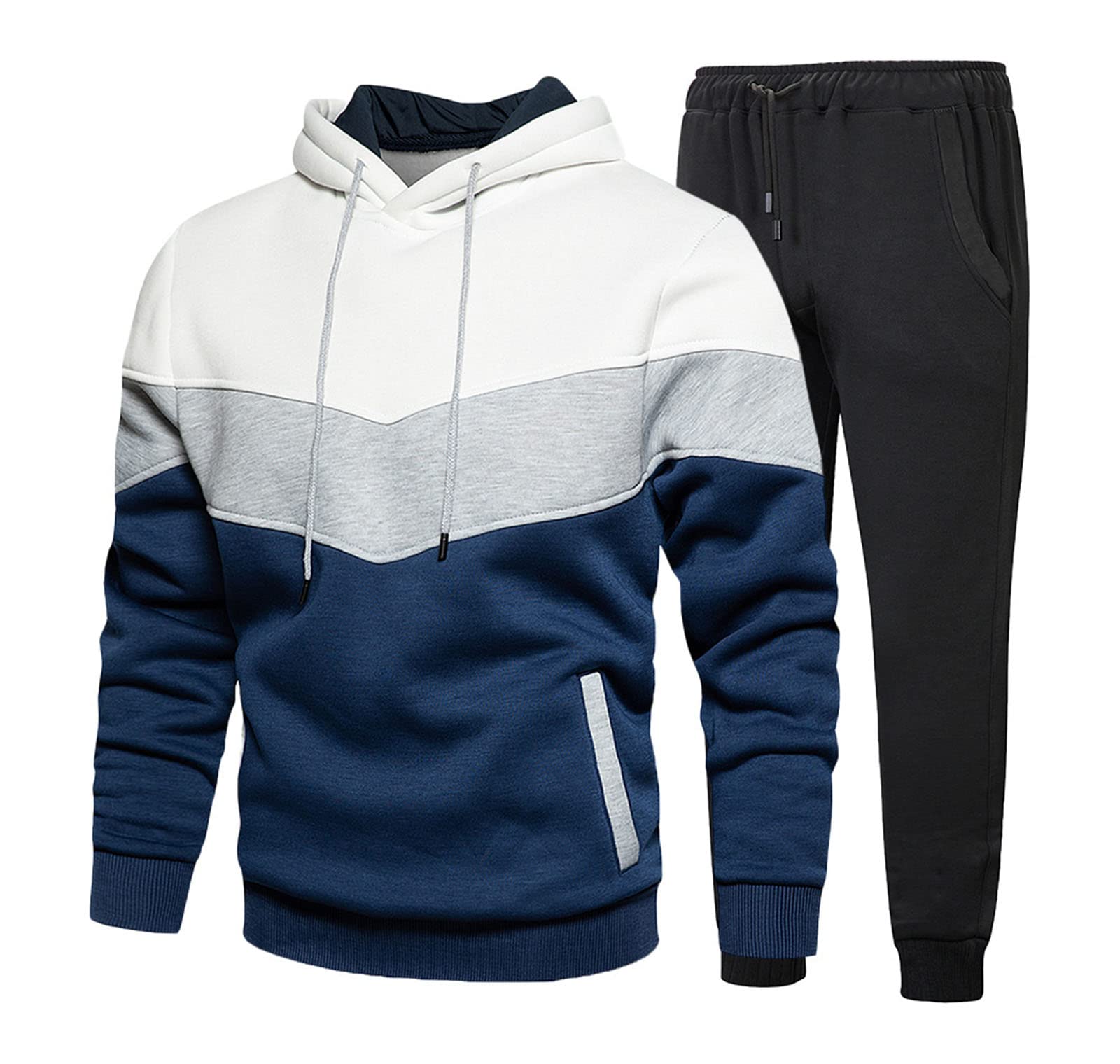 **Men's Athletic Jogging Suits Set - Breathable Running Tracksuit with Patchwork Design for Gym, Workout & Casual Wear**