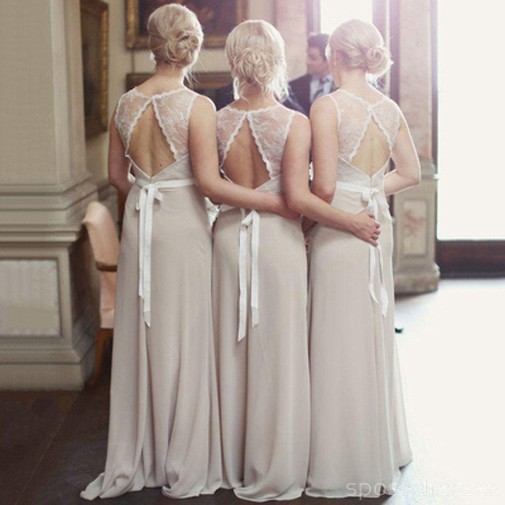 Elegant Open Back Lace Illusion Bridesmaid Dress - WG039 | Long Sleeve Wedding Party Gown for Bridal Shower, Bachelorette & Formal Events