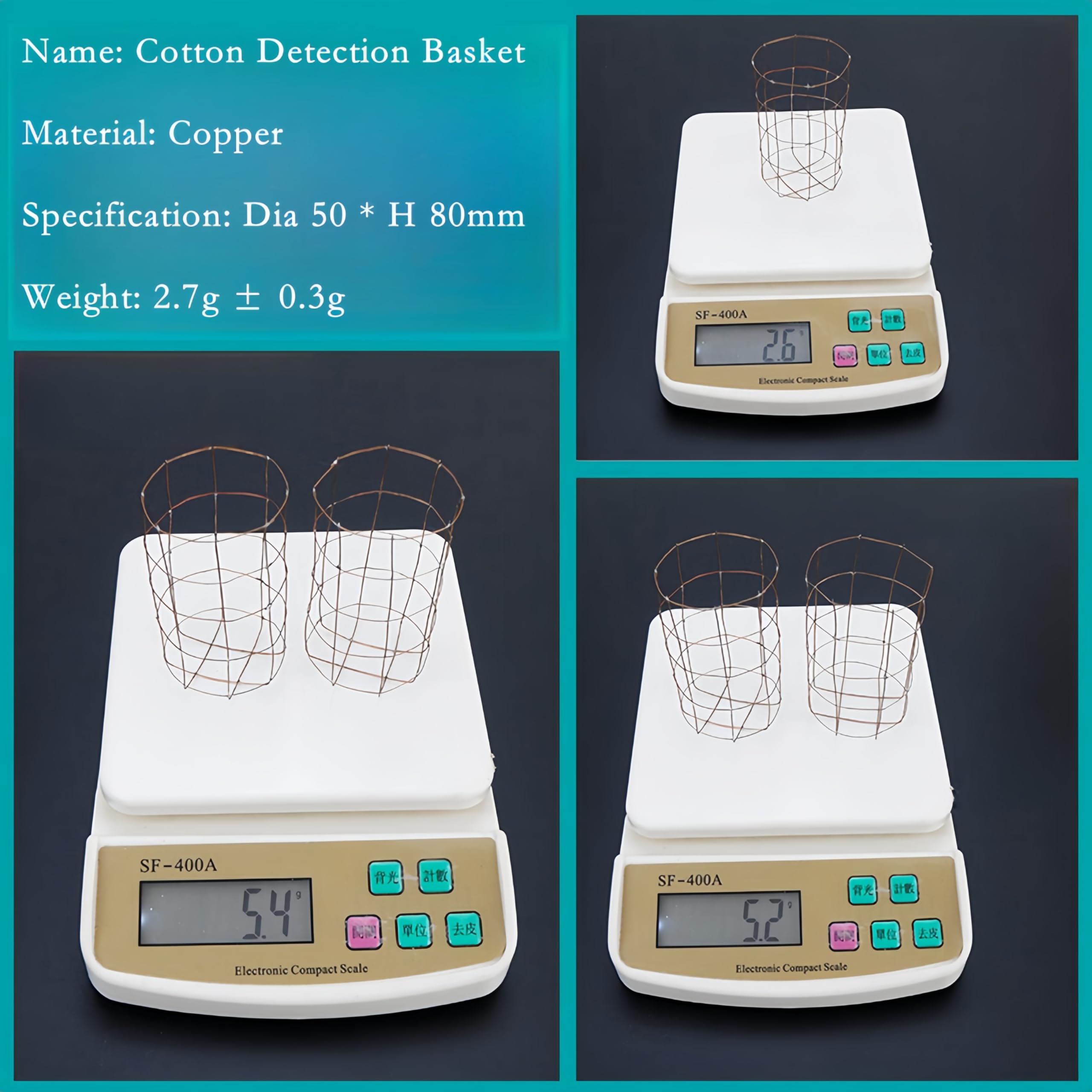 Premium Cotton Detection Copper Wire Basket - 2.7g ± 0.3g Lab Drainage Basket for Scientific Experiments | Ideal for Laboratory Sample Processing & Chemical Filtration