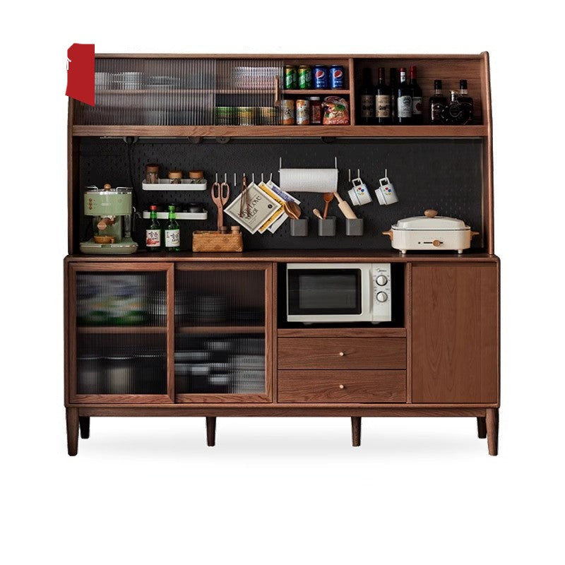 Solid Oak Wood Sideboard Buffet Cabinet - Multi-Functional Storage for Dining Room, Living Room & Entryway - Rustic Farmhouse Style Furniture for Home Decor