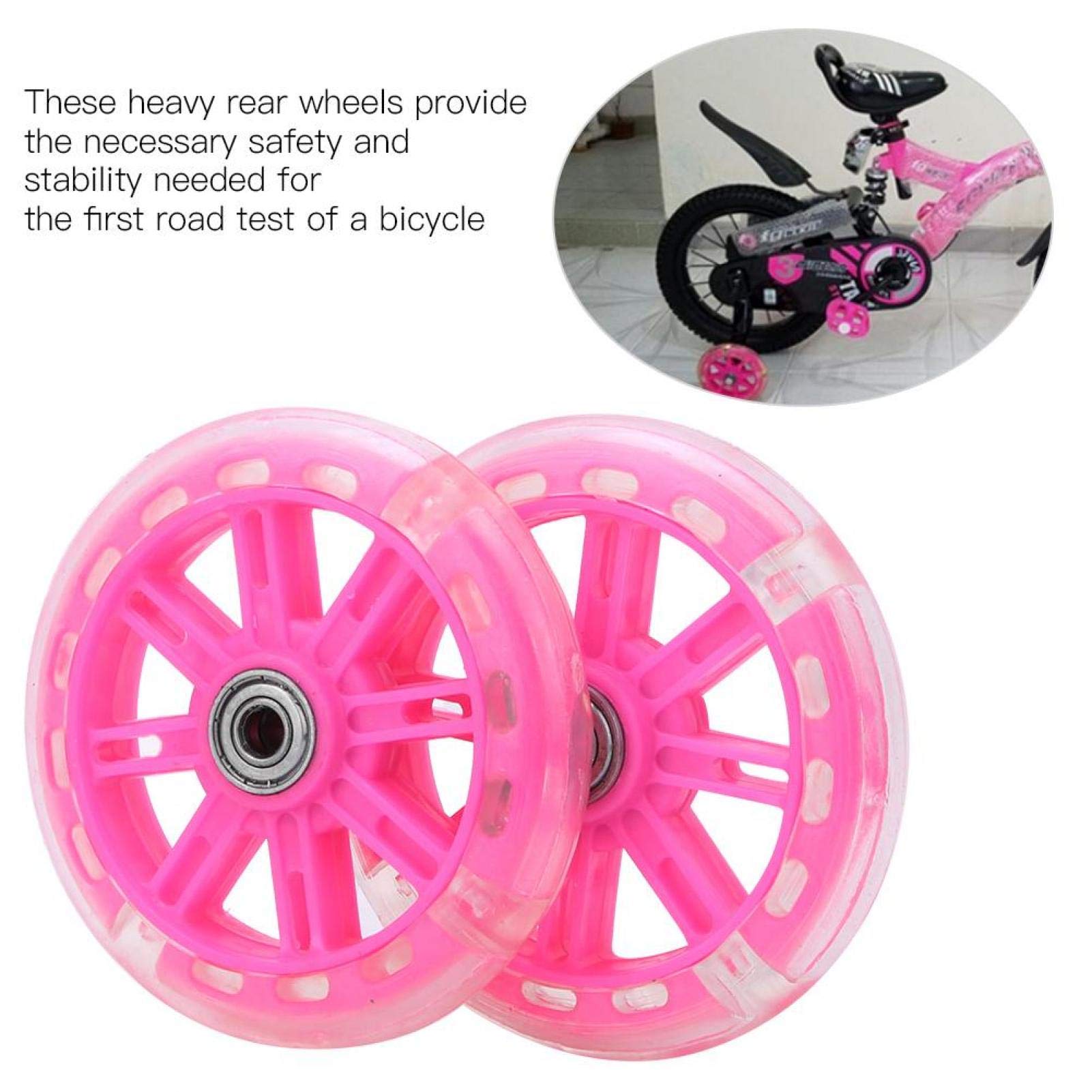 Pink Kids Bike Training Wheels - Sturdy Support Bracket Stabilizers for Toddler & Children's Bicycles | Outdoor Learning Bikes for Beginners | Perfect for First Ride Practice in Parks & Neighborhoods