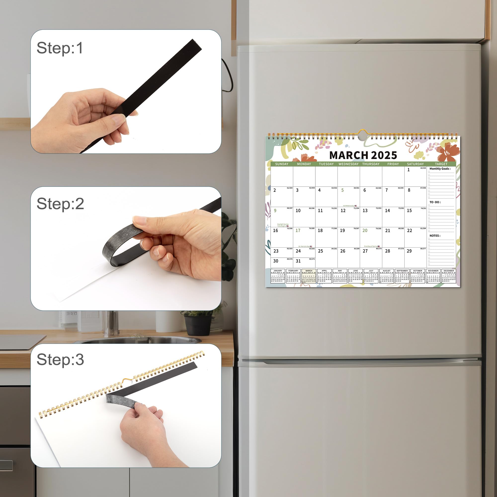 2025-2026 Wall Calendar - 18 Month Spiral Bound Hanging Calendar with Magnetic Back (15