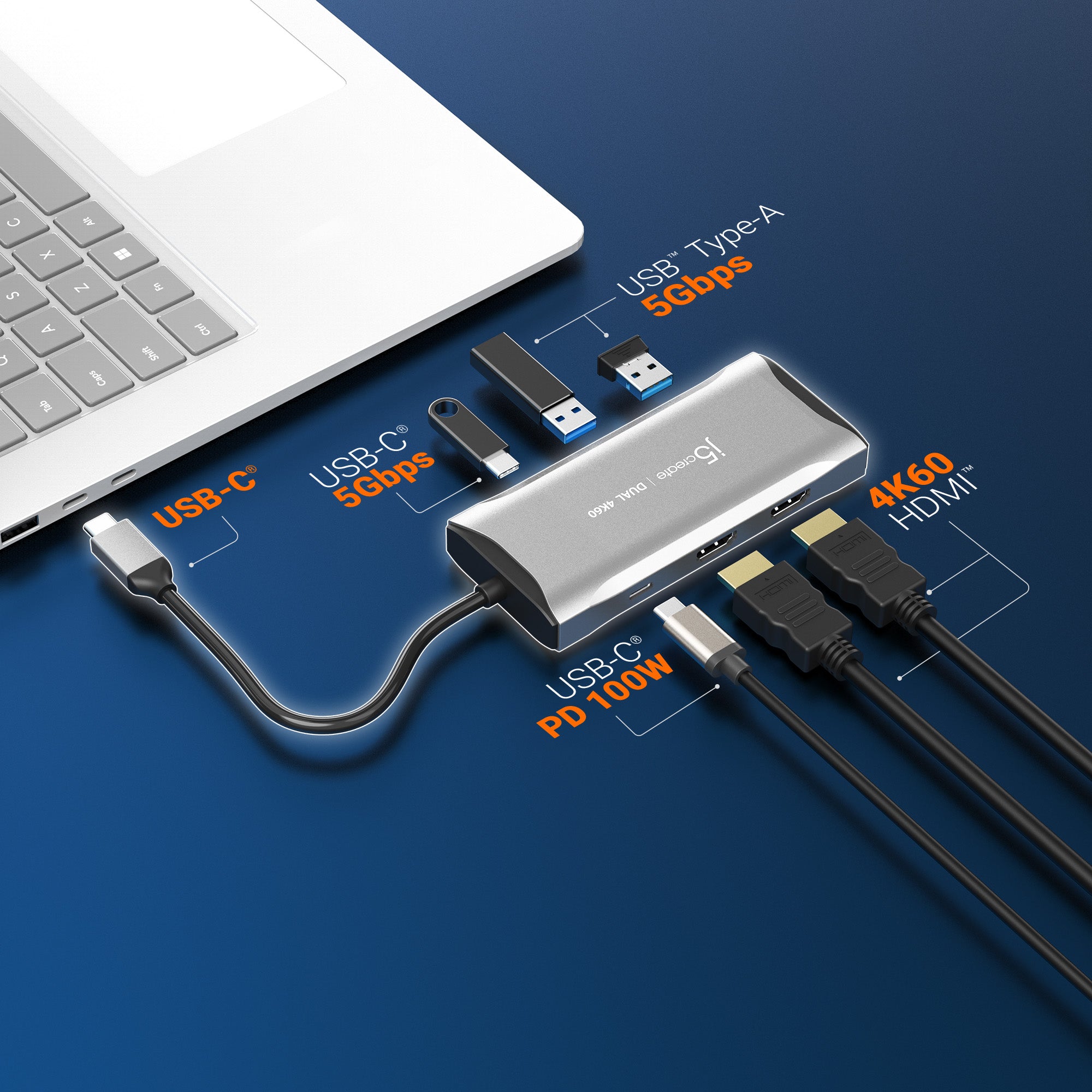 USB C Dual HDMI 4K60 Mini Dock - Portable USB-C Hub with Dual 4K HDMI Outputs for MacBook, Dell, HP Laptops - Perfect for Home Office, Gaming & Multi-Monitor Setup