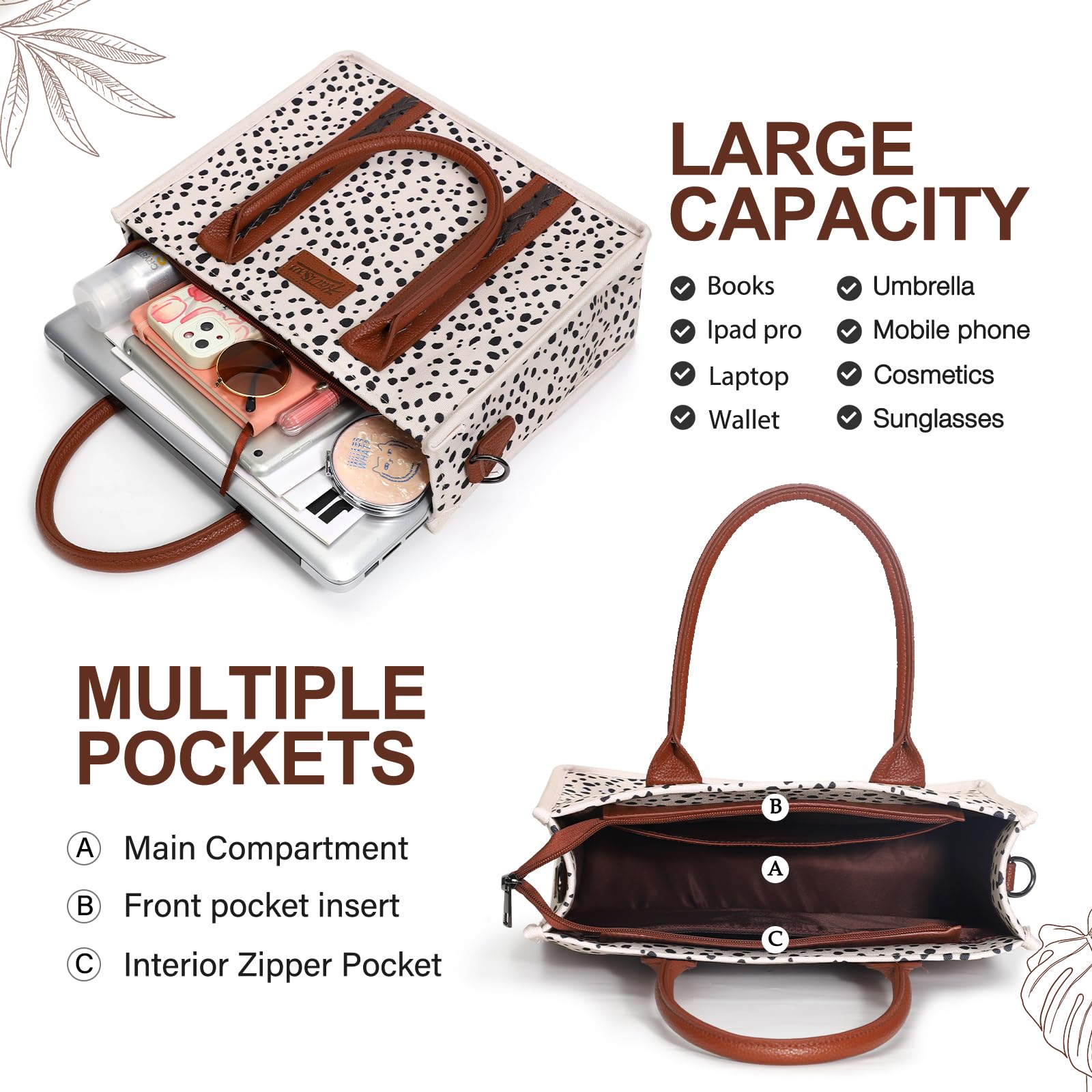 hatisan Canvas Tote Bag for Women - Stylish Western Boho Shoulder Purse & Crossbody Handbag with Wallet Pocket | Perfect for Shopping, Beach & Daily Use