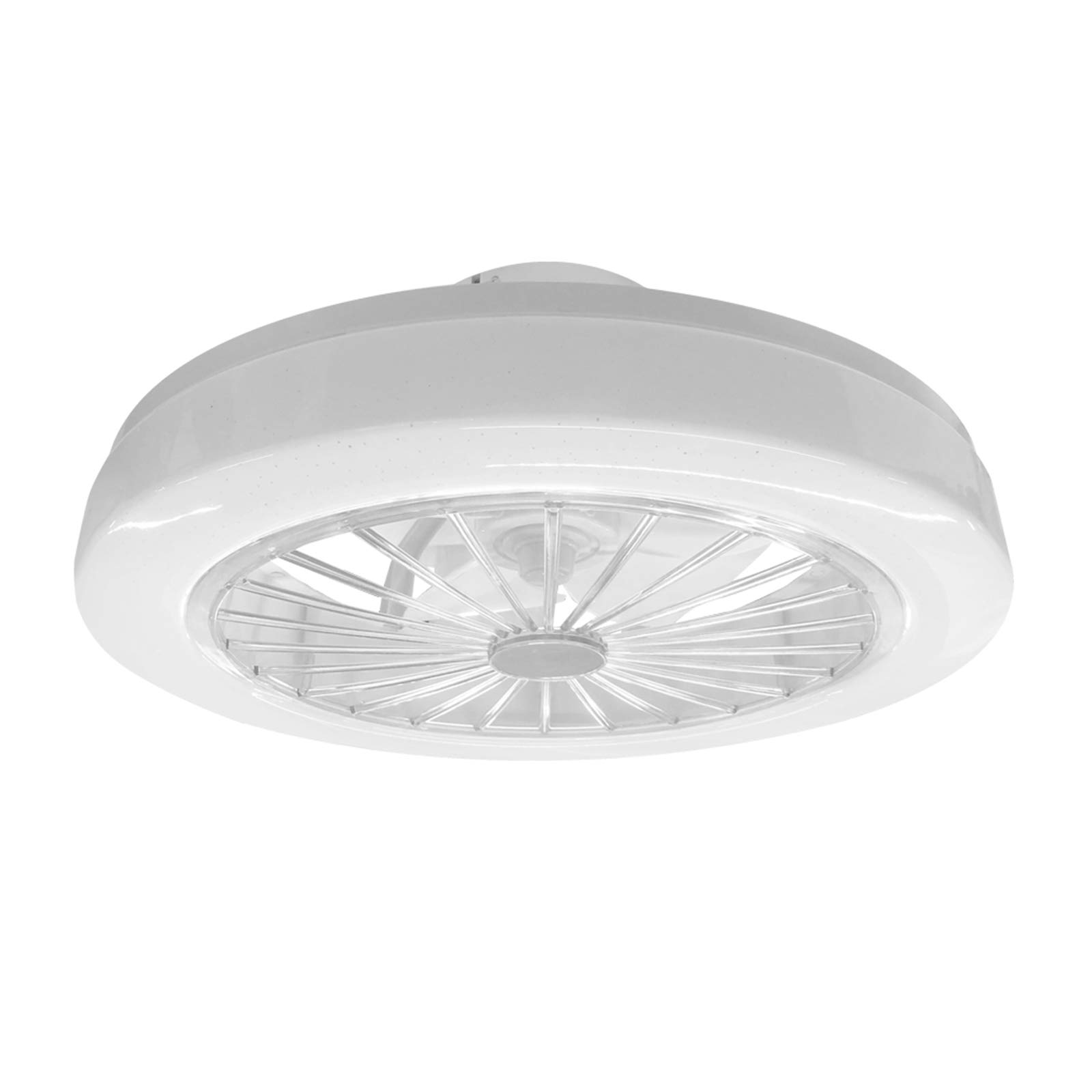 DNYSYSJ Bladeless Ceiling Fan with Lights Remote Control, 18 Inch Round LED Ceiling Fan Light Combo, Enclosed Low Profile Flush Mount Dimmable Light Fixture for Bedroom, Office, Kids Room - Gypsophila White | Modern Cooling & Stylish Lighting for Home & Workspace