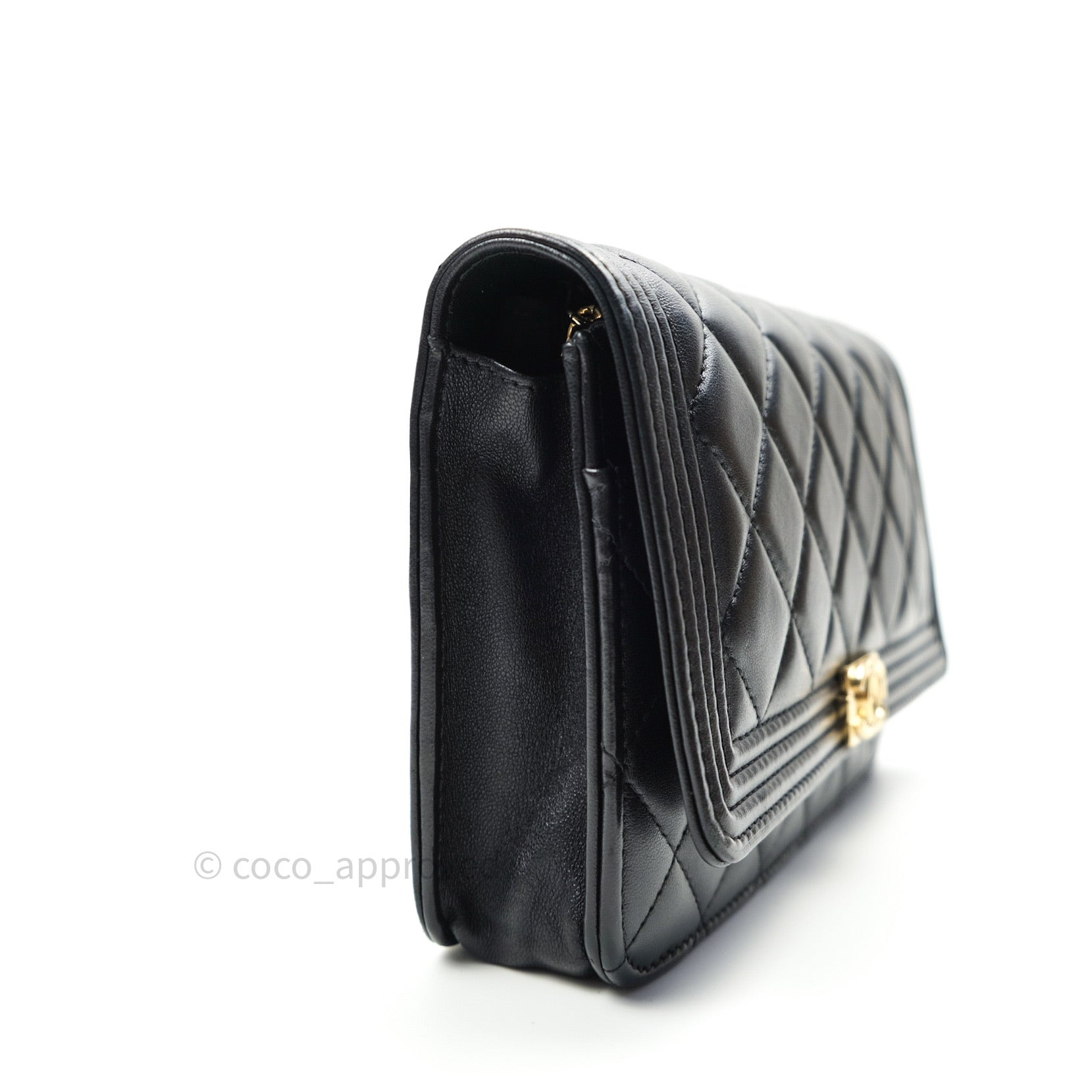 Chanel Boy Wallet on Chain WOC Black Lambskin Gold Hardware - Luxury Crossbody Bag for Women, Perfect for Evening Parties & Daily Use