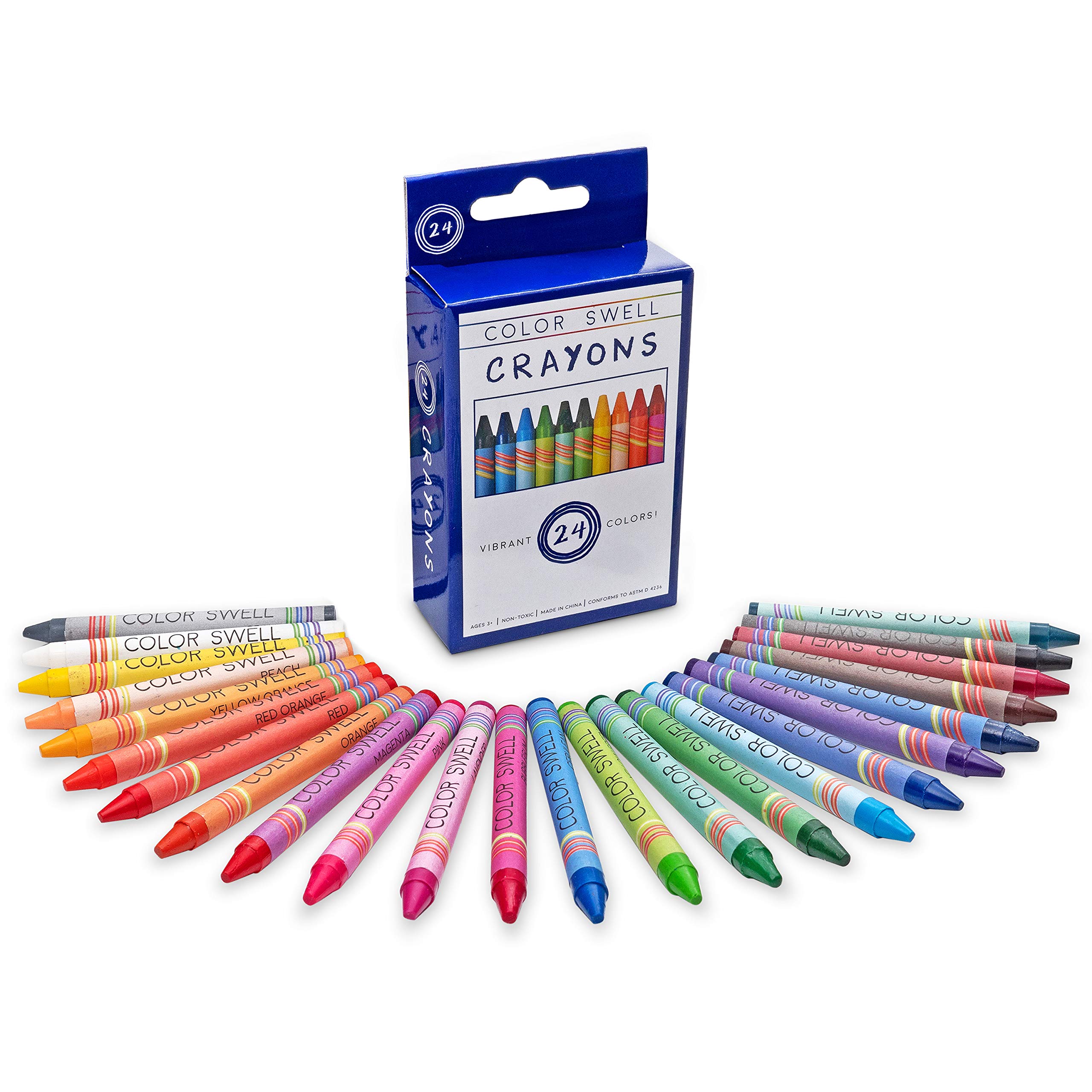 Color Swell Bulk Crayons - 10 Packs of 24 Vibrant Teacher Quality Crayons | Durable Art Supplies for Kids, Classroom & Homeschooling | Perfect for Coloring Books, Art Projects & School Activities