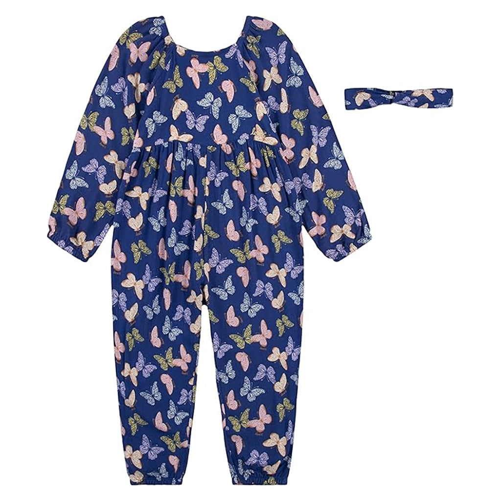 Levi's Toddler Jumpsuit & Headband Set for Baby Girls | Soft Cotton Romper & Hair Accessory | Perfect for Playdates, Birthday Parties & Family Photos