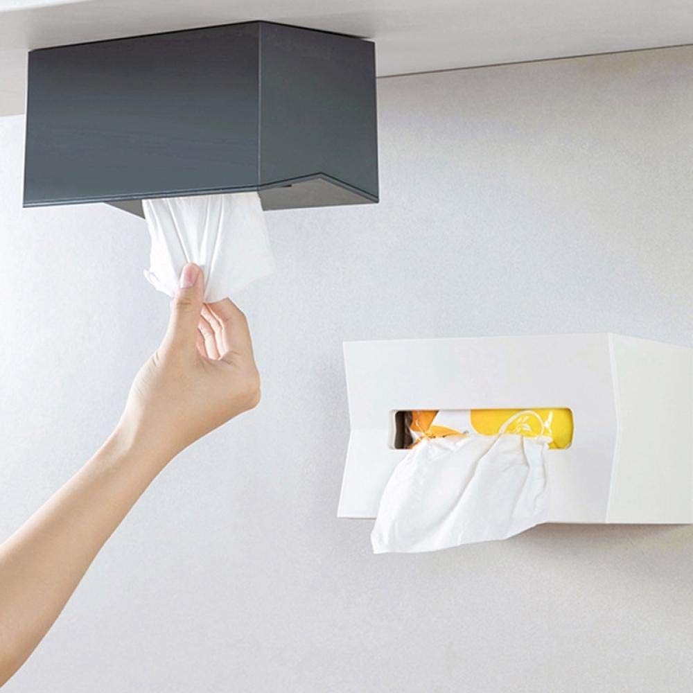 ZXY-NAN White Wall Mounted Tissue Box Cover Holder - Decorative Storage Container for Paper Towels, Napkins & Wipes - Perfect for Kitchen, Bathroom & Office Organization (Home Decor)