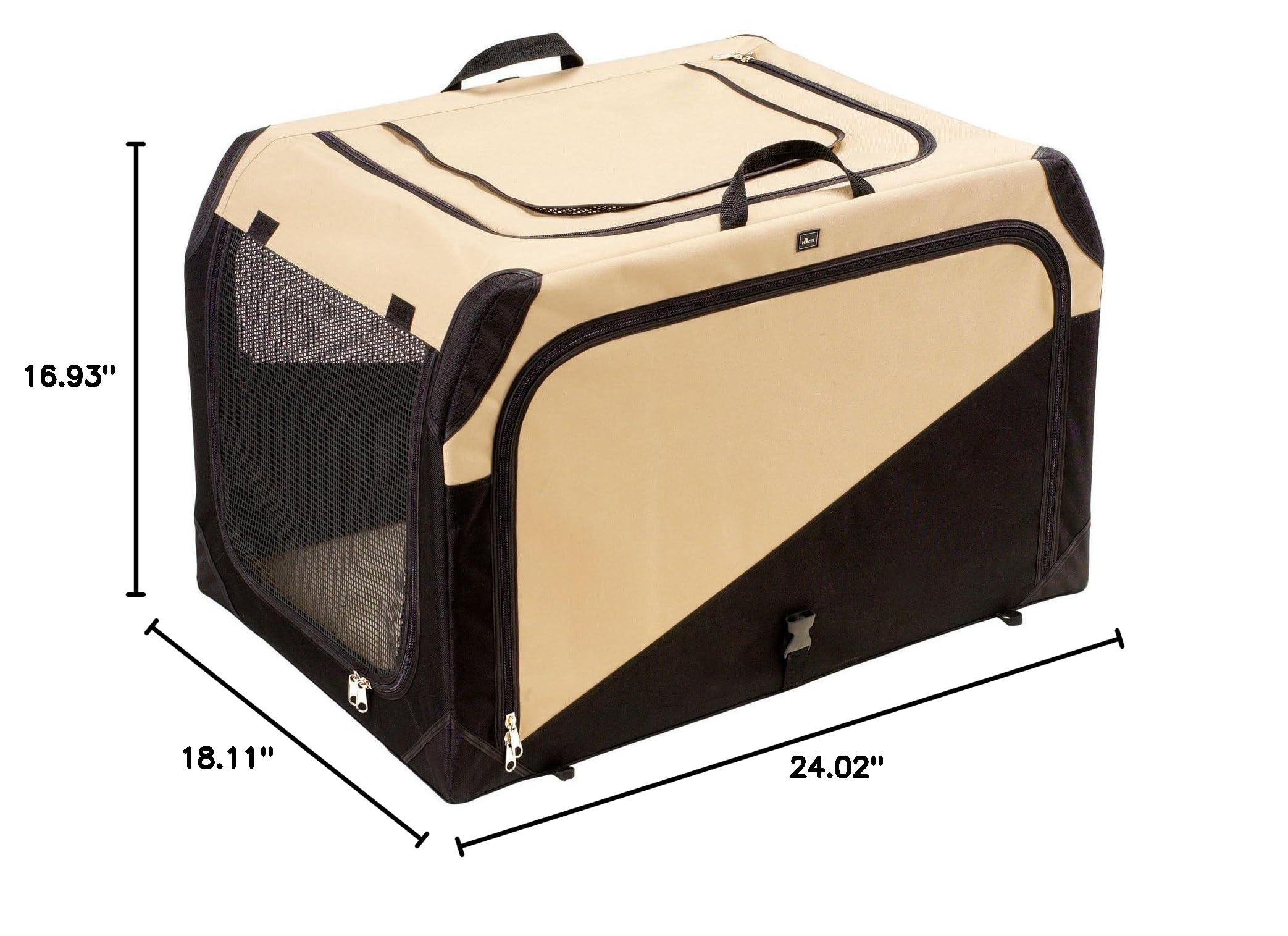 HUNTER 44956 Small Dog Carrier Travel Box - Beige & Black Pet Transport Crate for Car, Airplane & Vet Visits | Durable & Comfortable Pet Travel Solution