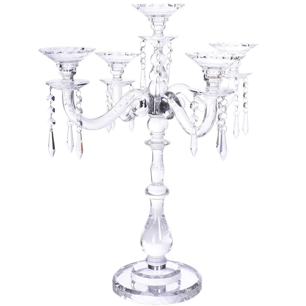 Elegant Crystal Pendant Candelabras - Transparent European-Style Pillar Candlesticks for Romantic Wedding, Christmas & Dinner Party Decor | Modern Fashionable Tabletop Centerpiece for Home, Restaurant & Event Decoration