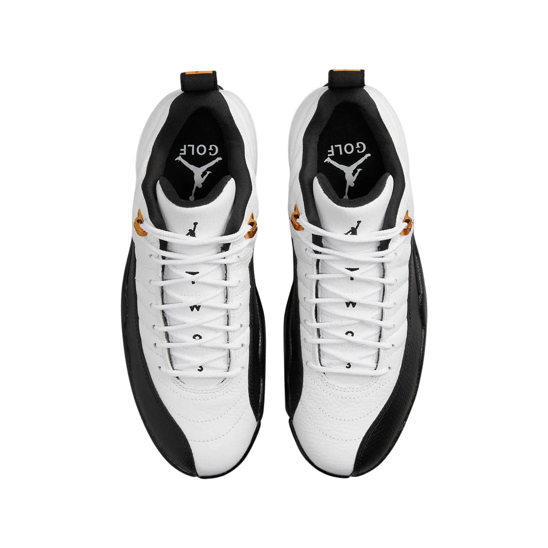 Air Jordan 12 Retro Low Golf Shoes - Men's White & Black Taxi Colorway - Perfect for Golf Course & Casual Streetwear