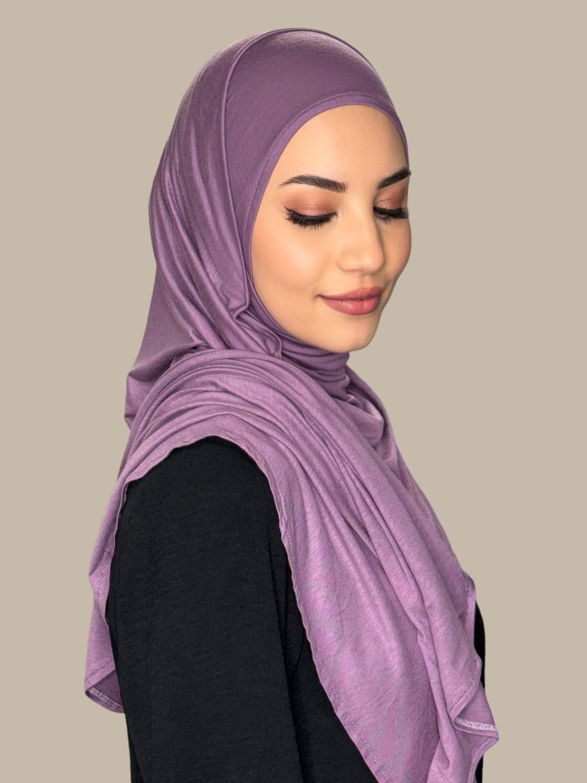 Pre-Sewn Jersey Hijab in Mauve Taupe - Soft & Comfortable Muslim Headscarf for Daily Wear & Prayer