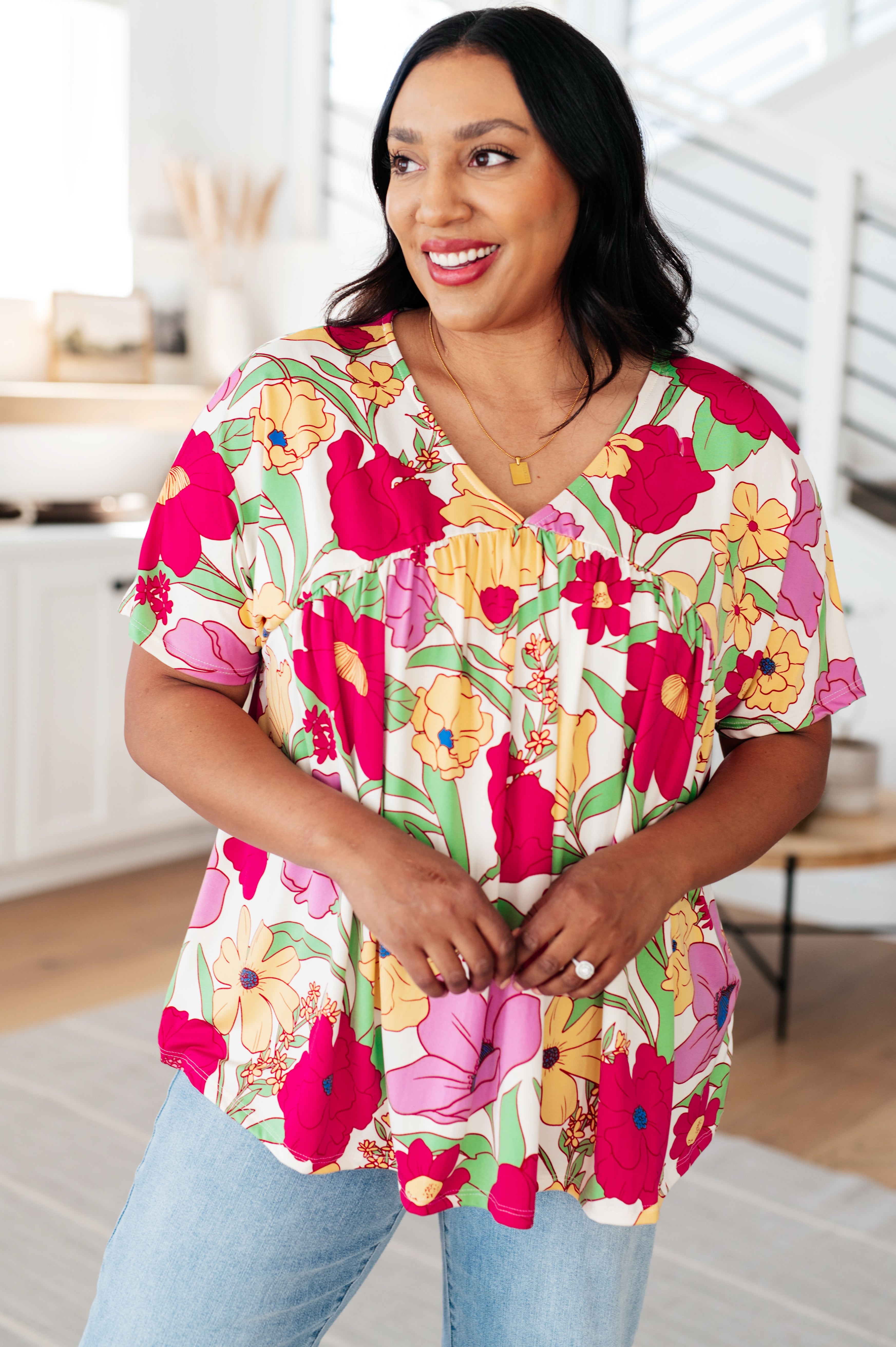 Do It Anyways Floral Print Women's Blouse - Elegant Flowy Top for Casual Wear, Office Outfits & Summer Dresses