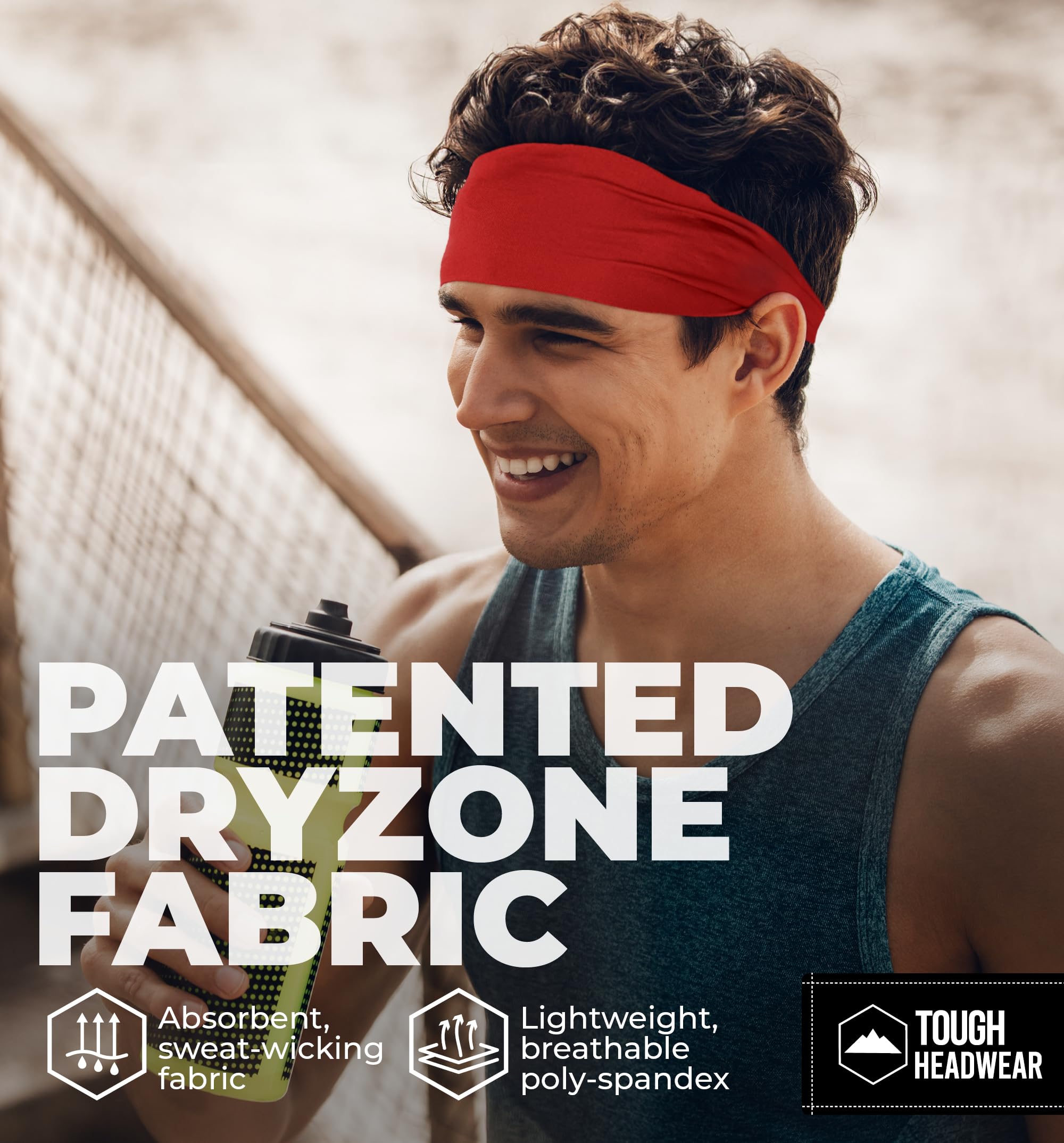 Men's Sports Headband - Performance Stretch Moisture Wicking Sweatbands for Running, Basketball, Gym, Yoga & Workouts - Breathable Athletic Hair Band for Men - Ideal for Exercise, Cycling, Football & Tennis Activities