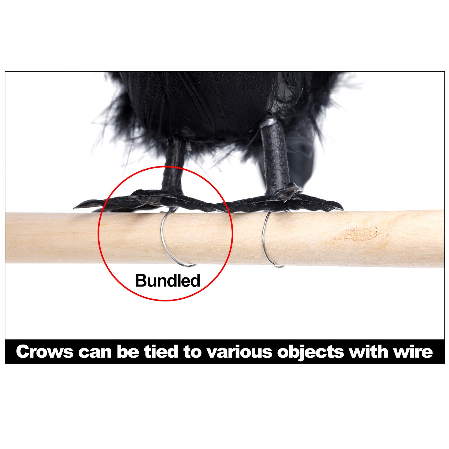 4 Pack Halloween Black Crows Decor - Realistic Fake Ravens for Spooky Halloween Party Decorations, Haunted House Props, and Outdoor Yard Scarecrow Displays