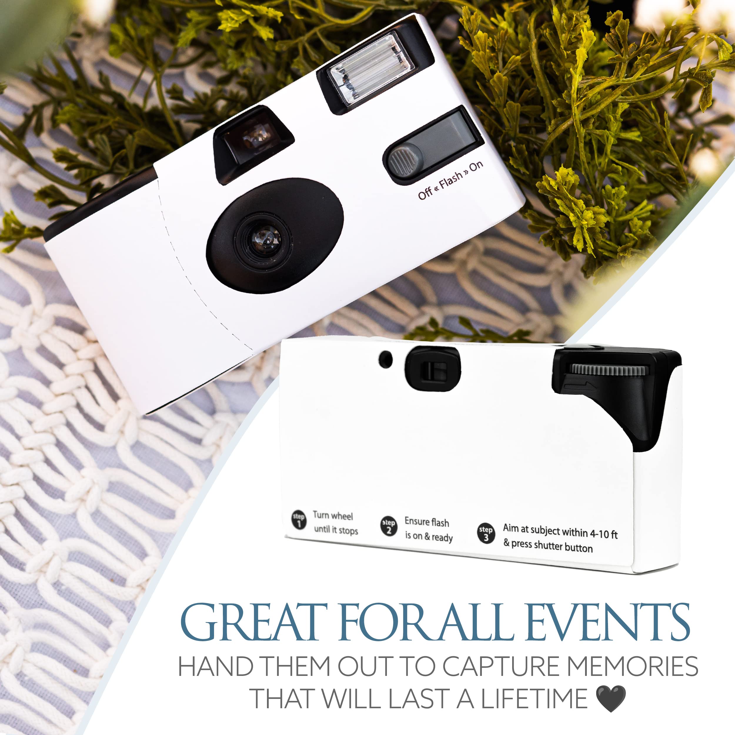 White Disposable Wedding Cameras (12 Pack) – Bulk Disposable Film Cameras for Weddings, Parties & Events – Includes Carrying Tote & Photo Development Discount – 27 Exposures per Camera – Made in USA – Perfect for Guest Books, Reception Fun & Lasting Memories