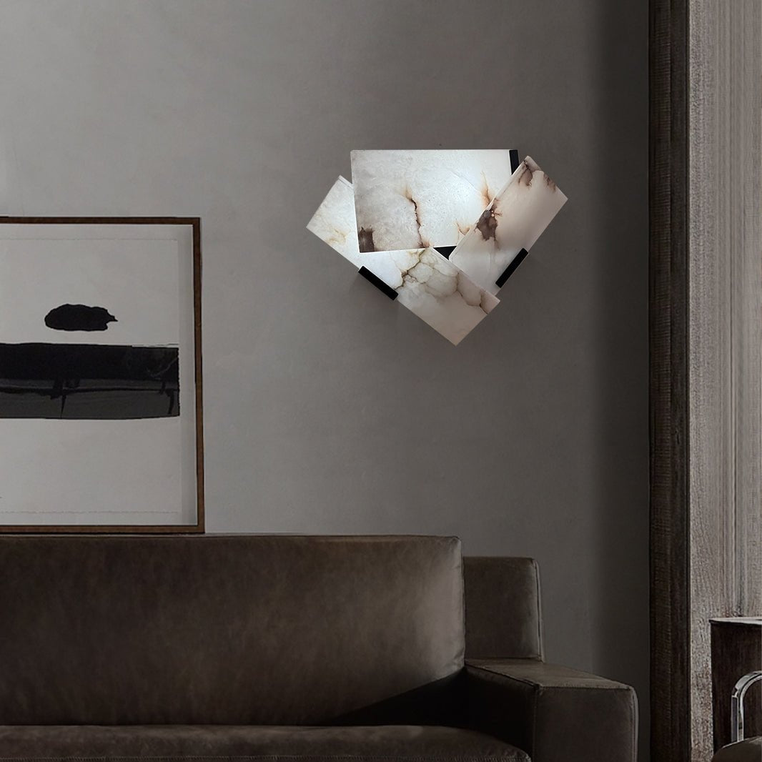 Fly Alabaster Sconce - Elegant Wall Light Fixture for Bedroom, Living Room & Hallway | Dimmable LED Wall Sconce with Natural Stone Finish | Perfect for Home Decor & Ambient Lighting