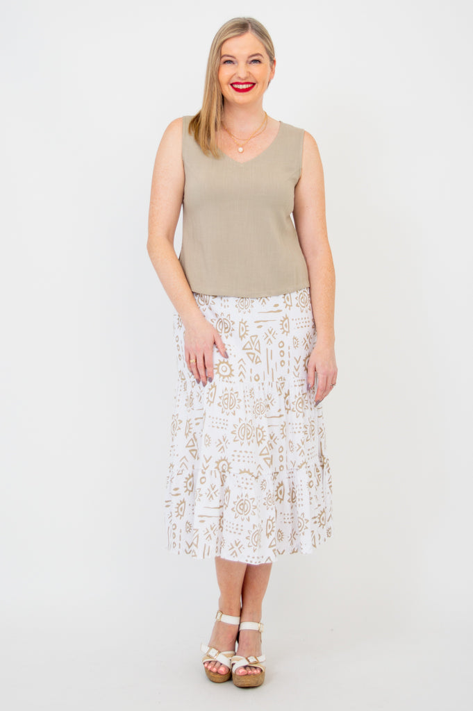 Havana Tank Top for Women - Soft Linen Bamboo Blend in Sand Color - Perfect for Summer Outfits, Beachwear, and Casual Style