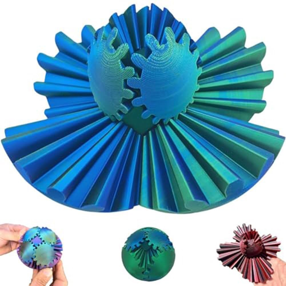 2024 GearSphere - 3D Printed Whirling Wonder Fidget Gear Ball | Stress Relief & Anxiety Toy for Adults & Kids | Perfect for Office, Classroom & Travel Use (E)