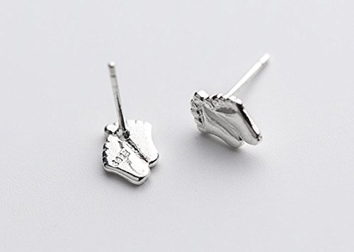 Helen de Lete Footprint Sterling Silver Stud Earrings - Dainty Minimalist Jewelry for Women - Perfect for Everyday Wear, Gifts & Special Occasions