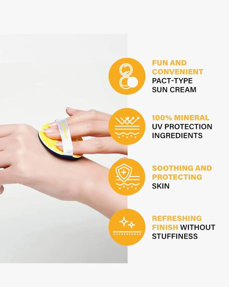 ATOPALM Tok Tok Facial Sun Pact SPF50+ PA+++ - Korean Sunscreen for Face, Moisturizing & Anti-Aging - Perfect for Daily Use, Outdoor Activities & Travel