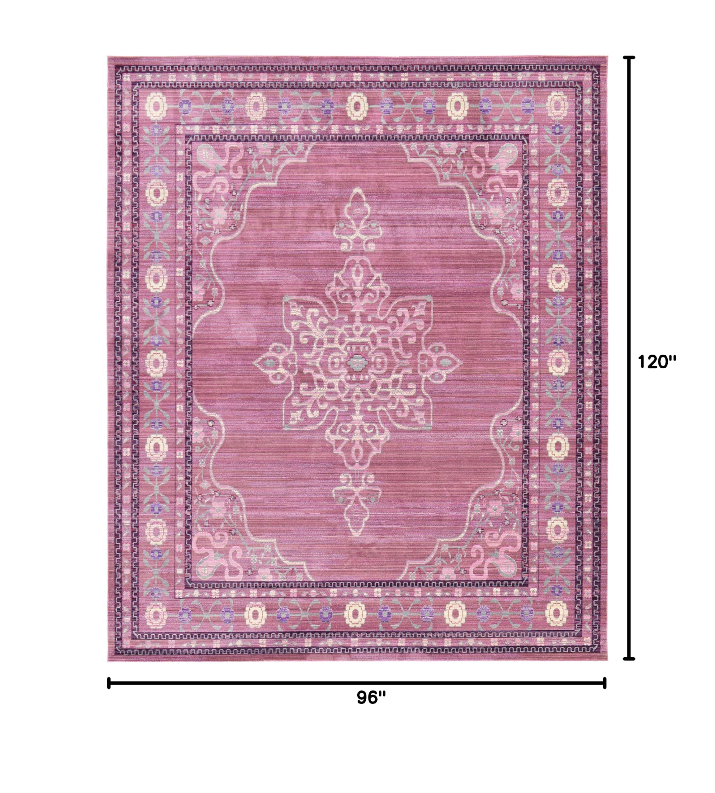 Unique Loom 3123845 Aria Soft Abstract Floral Area Rug, 8' x 10', Light Pink - Perfect for Living Room, Bedroom, Nursery & Home Decor