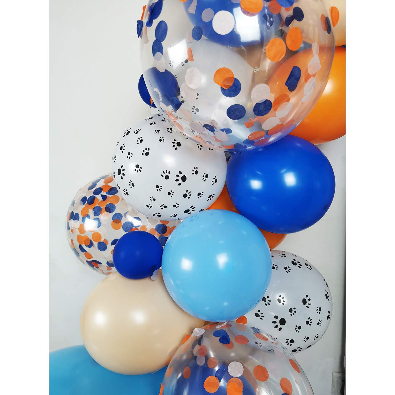 115 Pack Blue & Orange Dog Theme Party Balloons Garland Decorations - 18