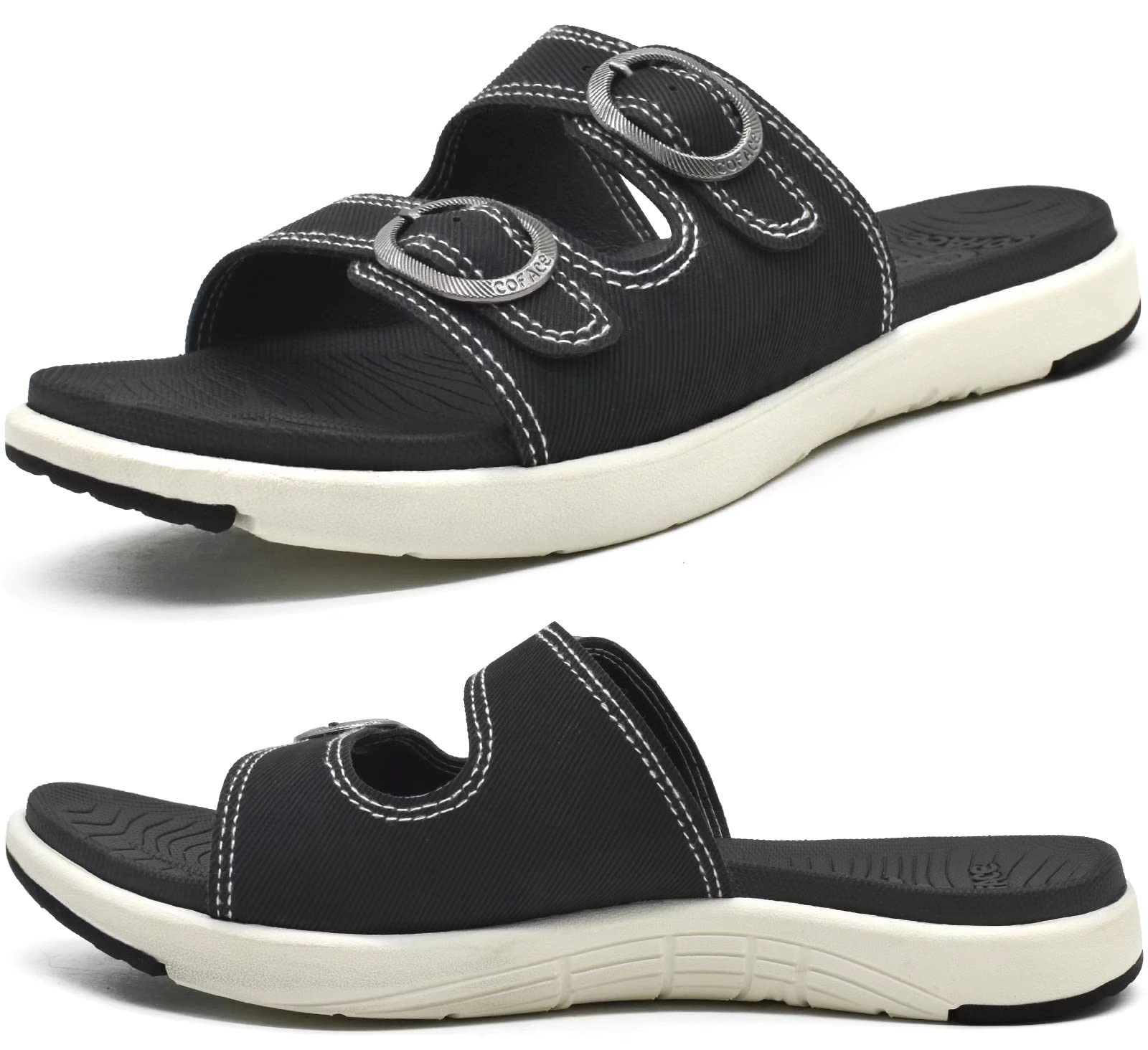 COFACE Women's Orthotic Slides - Comfortable Plantar Fasciitis Sandals with Arch Support, Soft Cushion & Adjustable Straps - Yoga Slippers, House Shoes for Women - Perfect for Home, Spa, Yoga & Post-Workout Relaxation