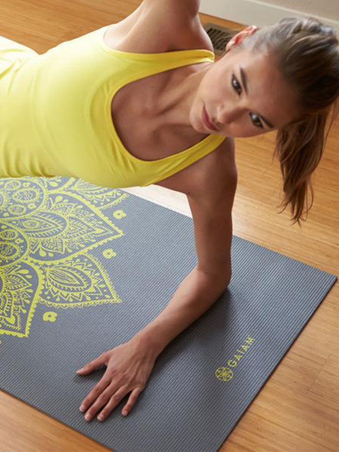 Gaiam Premium Citron Sundial Non-Slip Yoga Mat 6mm Thick for Home & Studio Workouts - Ideal for Hot Yoga, Pilates, and Meditation Practice
