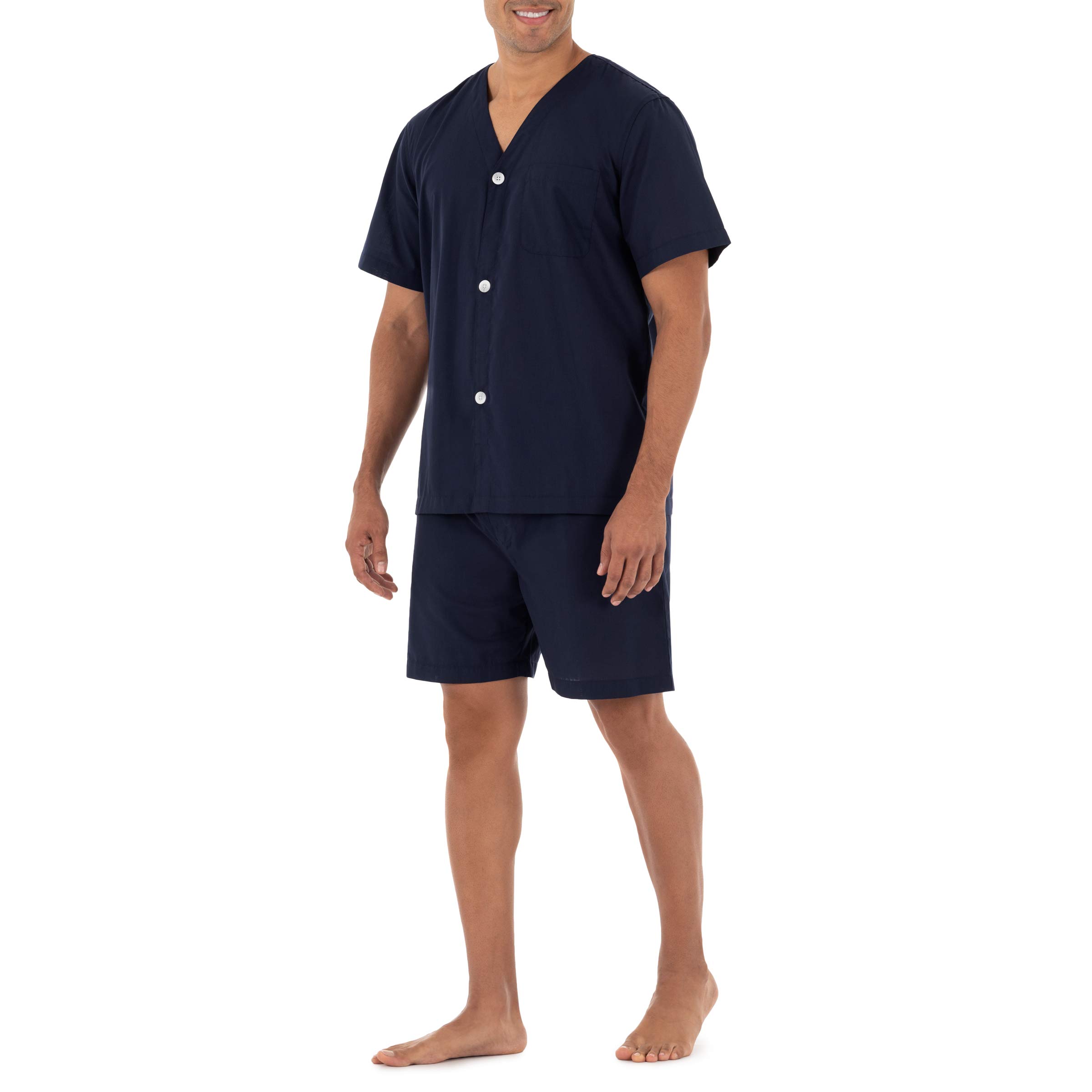 Fruit of the Loom Men's Cotton Broadcloth Short Sleeve Pajama Set - Soft Sleepwear for Lounge & Relaxation at Home