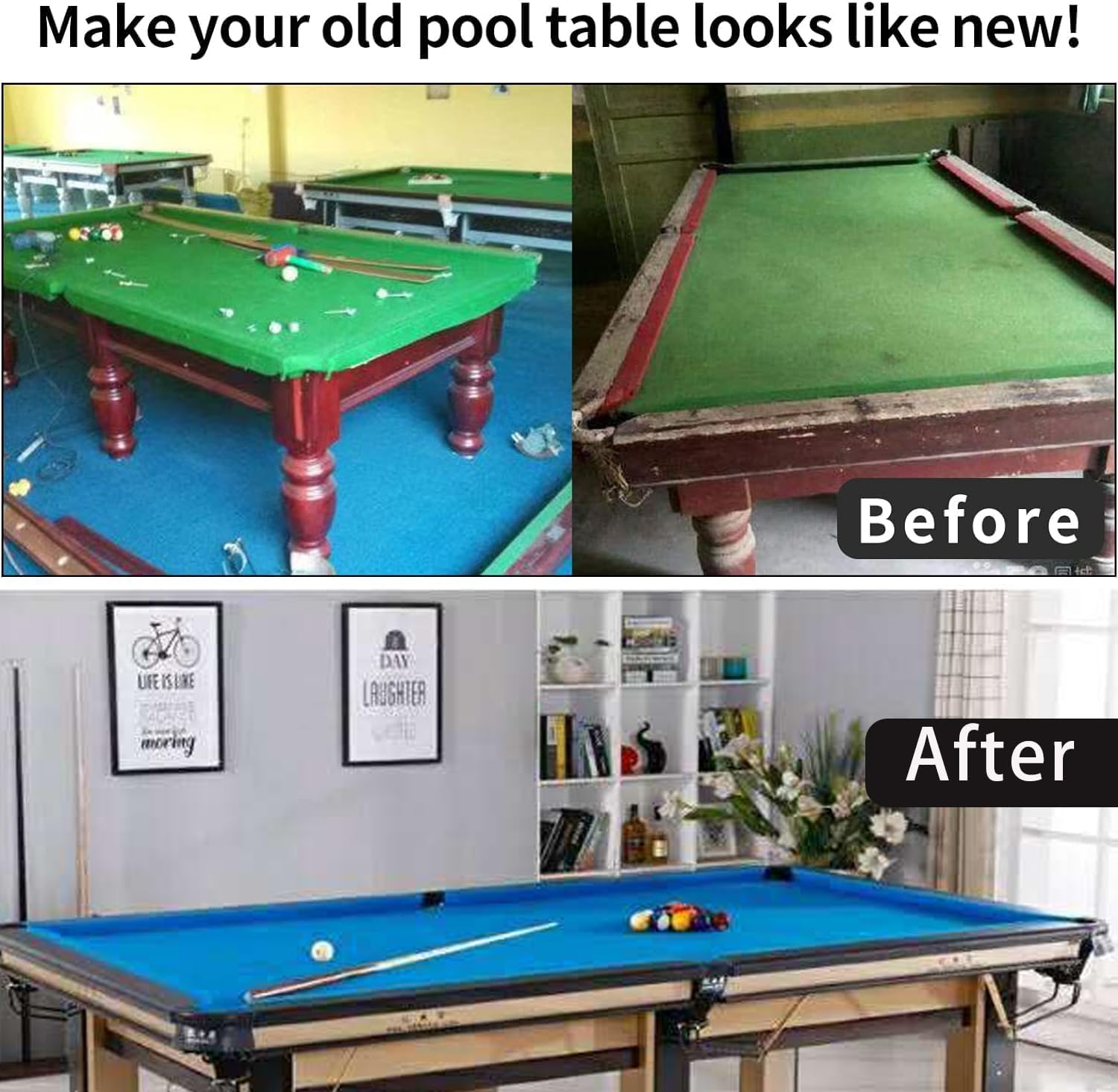 Professional 8ft Nylon & Felt Blended Billiard Table Cloth - 6 Strips Pool Table Felt Replacement for Clubs, Bars & Hotels | Durable Game Room & Home Entertainment Upgrade
