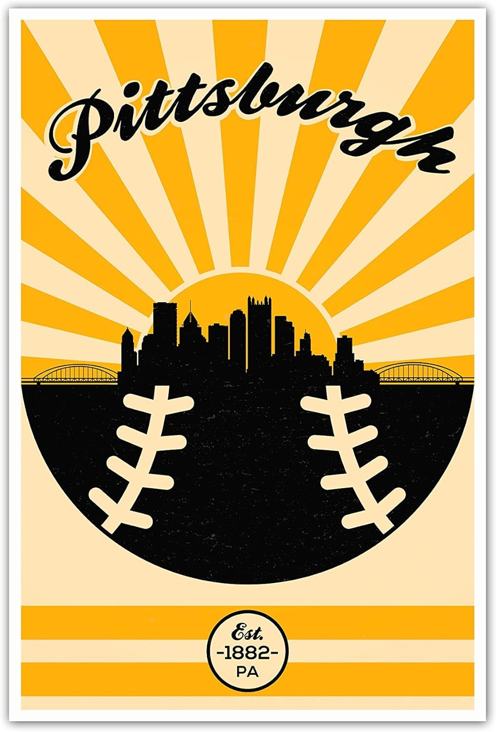 Vintage Baseball Poster - Pirates Sports Wall Art Print 12x18 Inch Unframed Canvas, Home Decor for Man Cave, Bedroom & Office | Premium Vintage Sports Decor for Baseball Fans