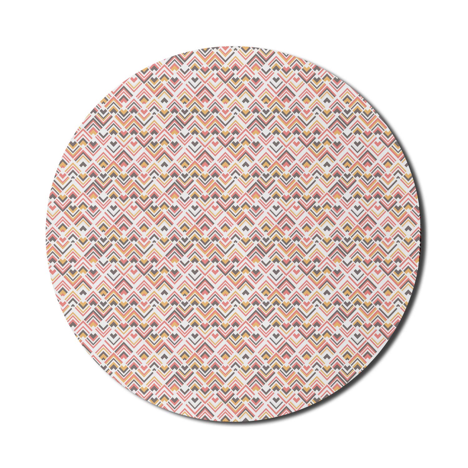 Ambesonne Geometric Mouse Pad - Modern Abstract Angled Lines Design, Non-Slip Thick Rubber Gaming Mousepad, 8 Inch Round Computer Mouse Mat for PC, Laptop, Office & Home Use | Multicolor Contemporary Art Motif