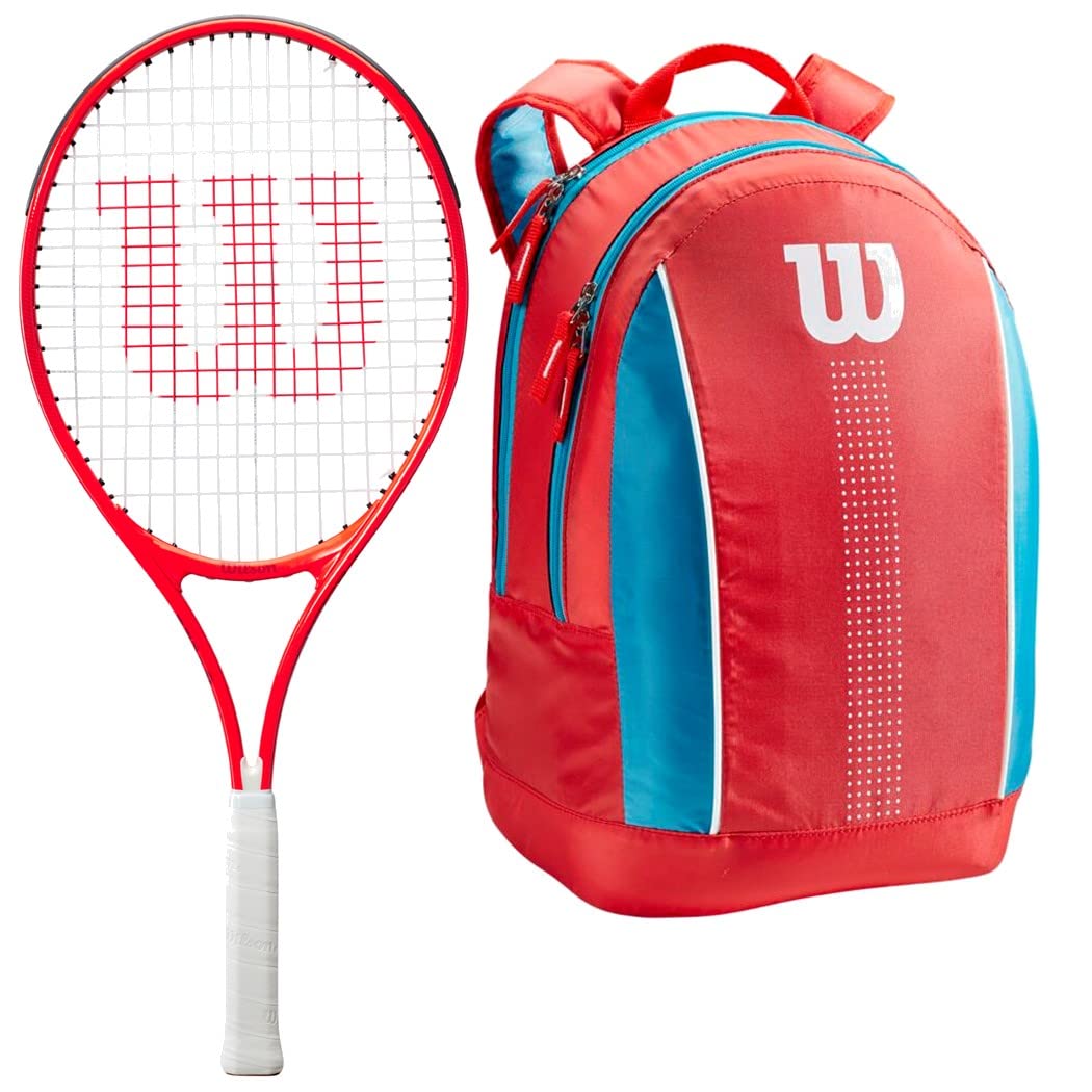 Wilson Roger Federer Junior Tennis Racquet - Red/White | Kids Tennis Racket with Bag or Backpack | Perfect for Junior Tennis Training & School Sports
