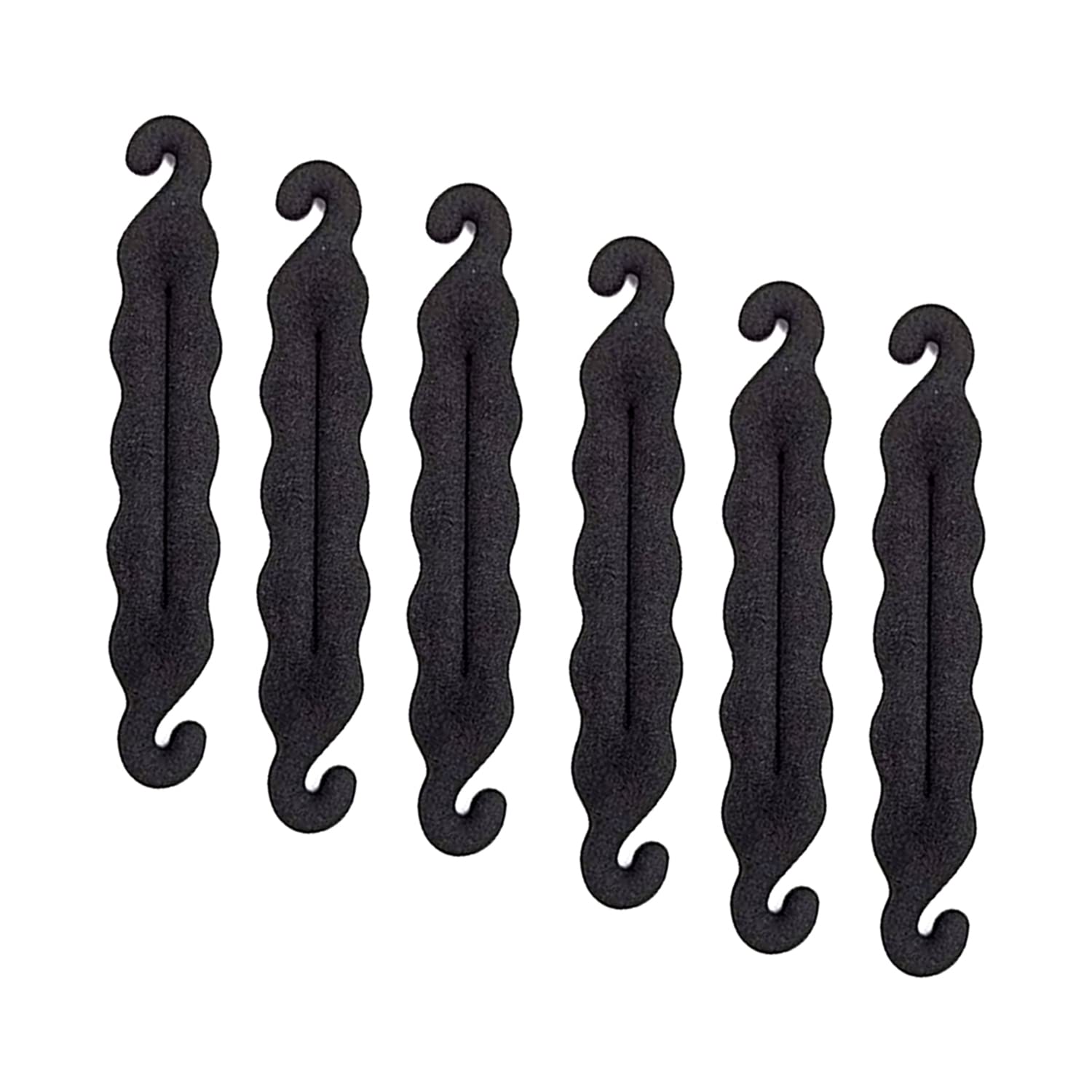 Velvet London 6-Piece Hair Bun Maker Set - Twist Bun Maker, Donut Sponge, Ponytail Holder & French Braiding Tool for Women | Perfect for Updos, Wedding & Party Hairstyles (Black)