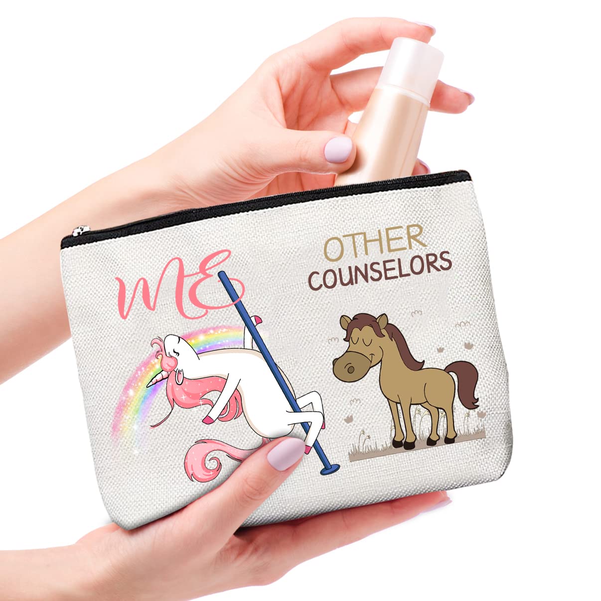 BoomBoomGifts Counselor Gifts for Women - Zipper Makeup Bag & Travel Toiletry Organizer with Mini Compact Mirror | Perfect Gift for Therapists, Social Workers & Mental Health Professionals | Great for Travel, Office & Daily Use