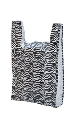 Premium Zebra Print Plastic Shopping Bags - 11.5