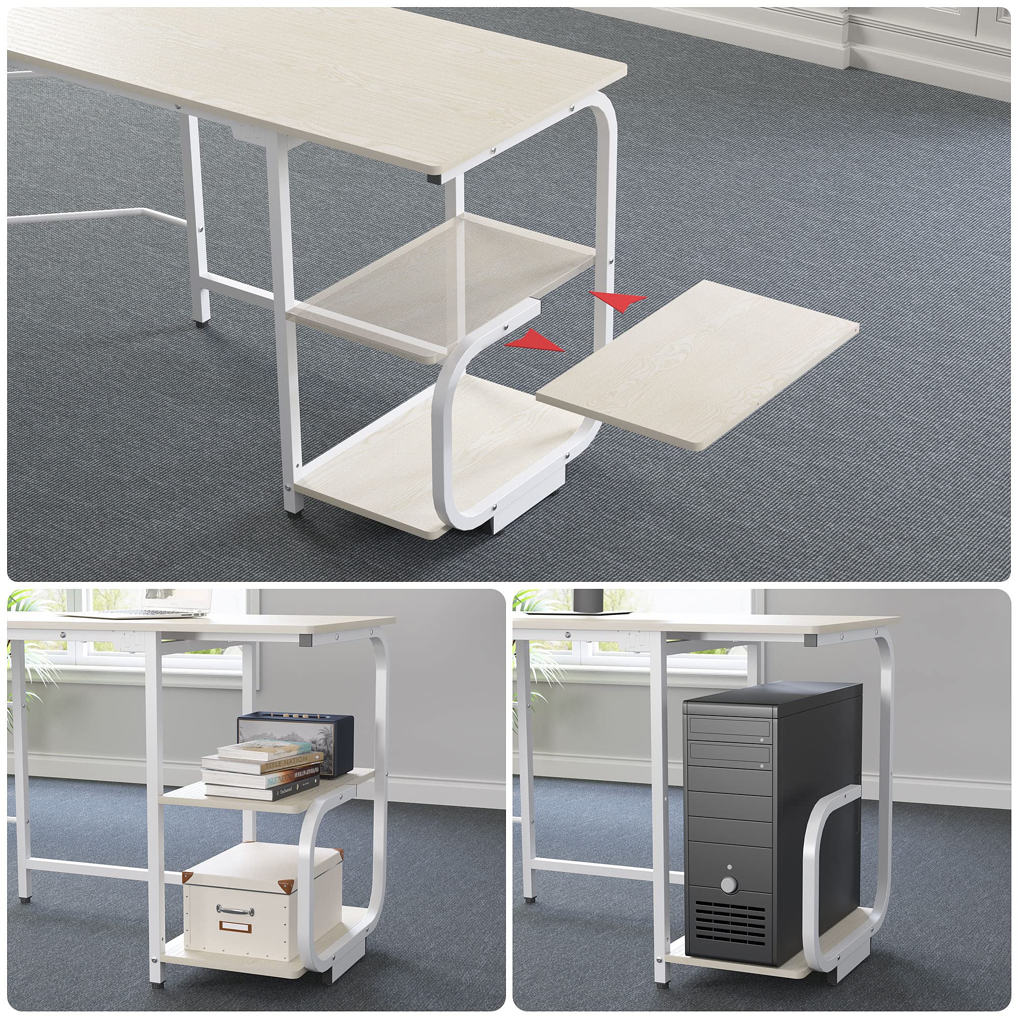 L Shaped Desk with Storage Shelves - Reversible Corner Computer Desk for Home Office & Gaming - Modern L-Shaped Workstation with Spacious Desktop (Beige) - Perfect for Small Spaces, Remote Work & PC Gaming Setups