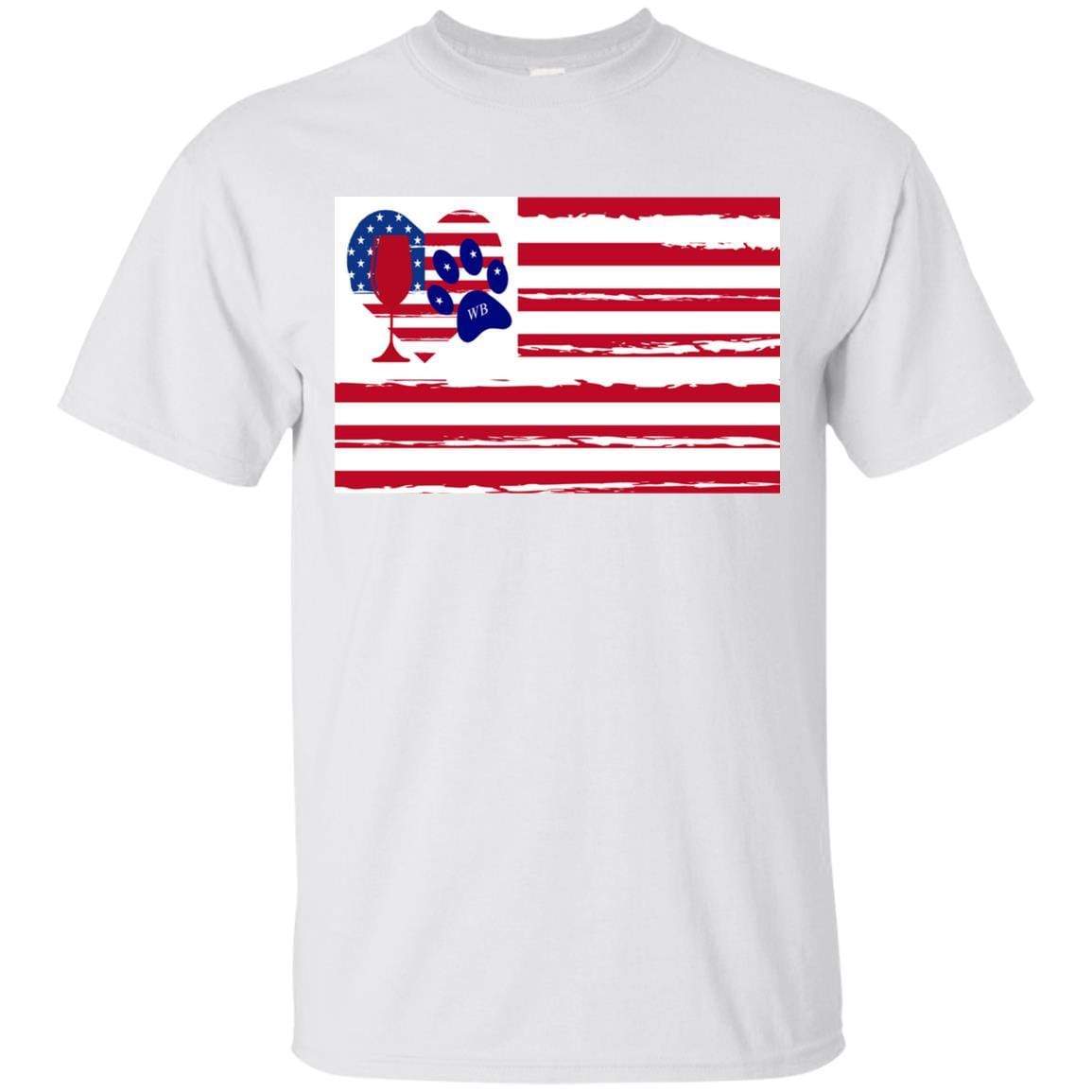 American Flag Wine Paw Heart T-Shirt - Ultra Cotton Comfort for Patriotic Pet Lovers | Perfect for 4th of July, BBQ Parties & Dog-Themed Events