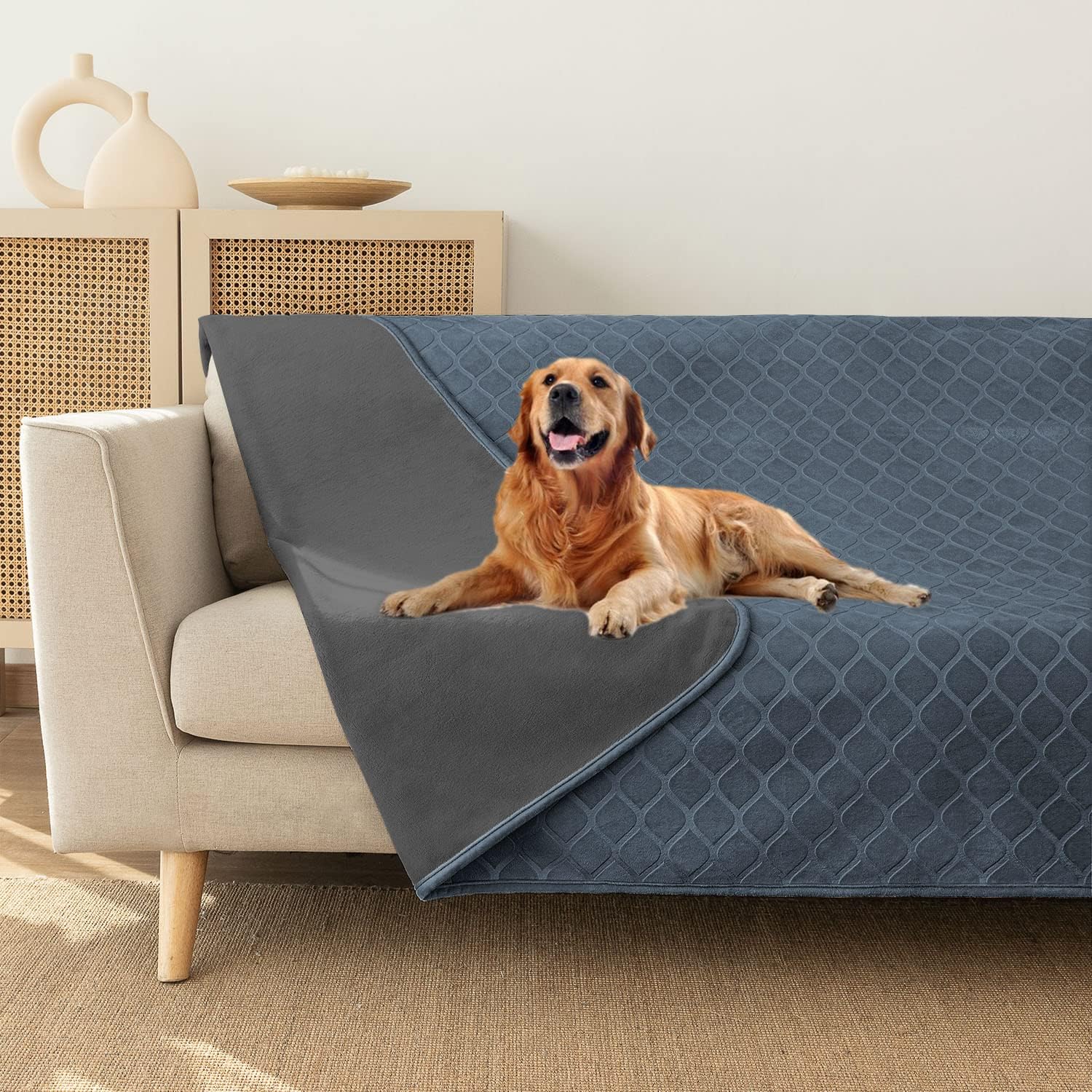 **Waterproof Dog Blanket - Cozy Plush Moroccan Velvet Pet Throw for Sofa & Couch - Soft & Fuzzy Dog Bed Cover for Small & Large Dogs - Perfect for Indoor Lounging & Travel**