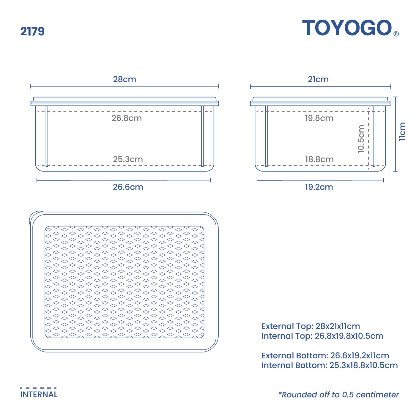 Rectangular Box No.3 (2179) - Durable Storage Container for Home Organization, Office Supplies & Shipping Packaging