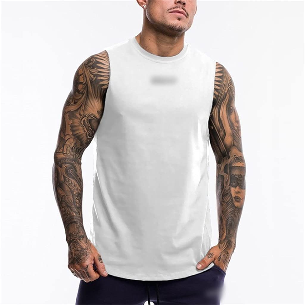 HTKLCZ Men's Summer Workout Tank Top - Sleeveless Gym Shirt for Bodybuilding, Fitness & Jogging - Breathable Athletic Vest (White, XL) - Perfect for Gym, Running & Casual Wear