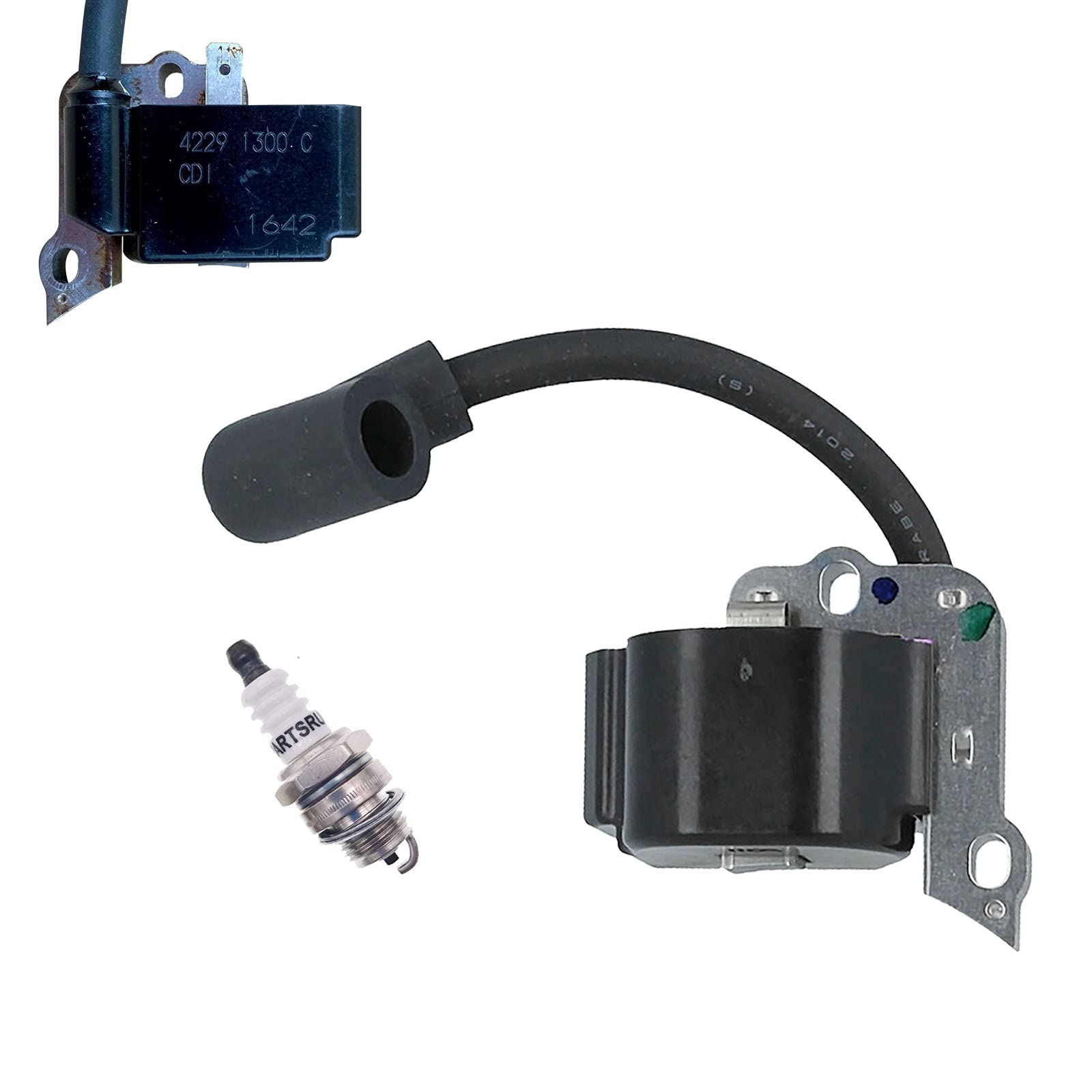 PARTSRUN BG55 Ignition Coil (Original Version) - Compatible with BG55 BG85 BG45 BG46 BR45 SH85 Handheld Leaf Blowers - Replaces 4229 400 1300 with Spark Plug - ZF-IG-A00173-XHHS - Perfect for Lawn Maintenance, Yard Cleanup & Landscaping