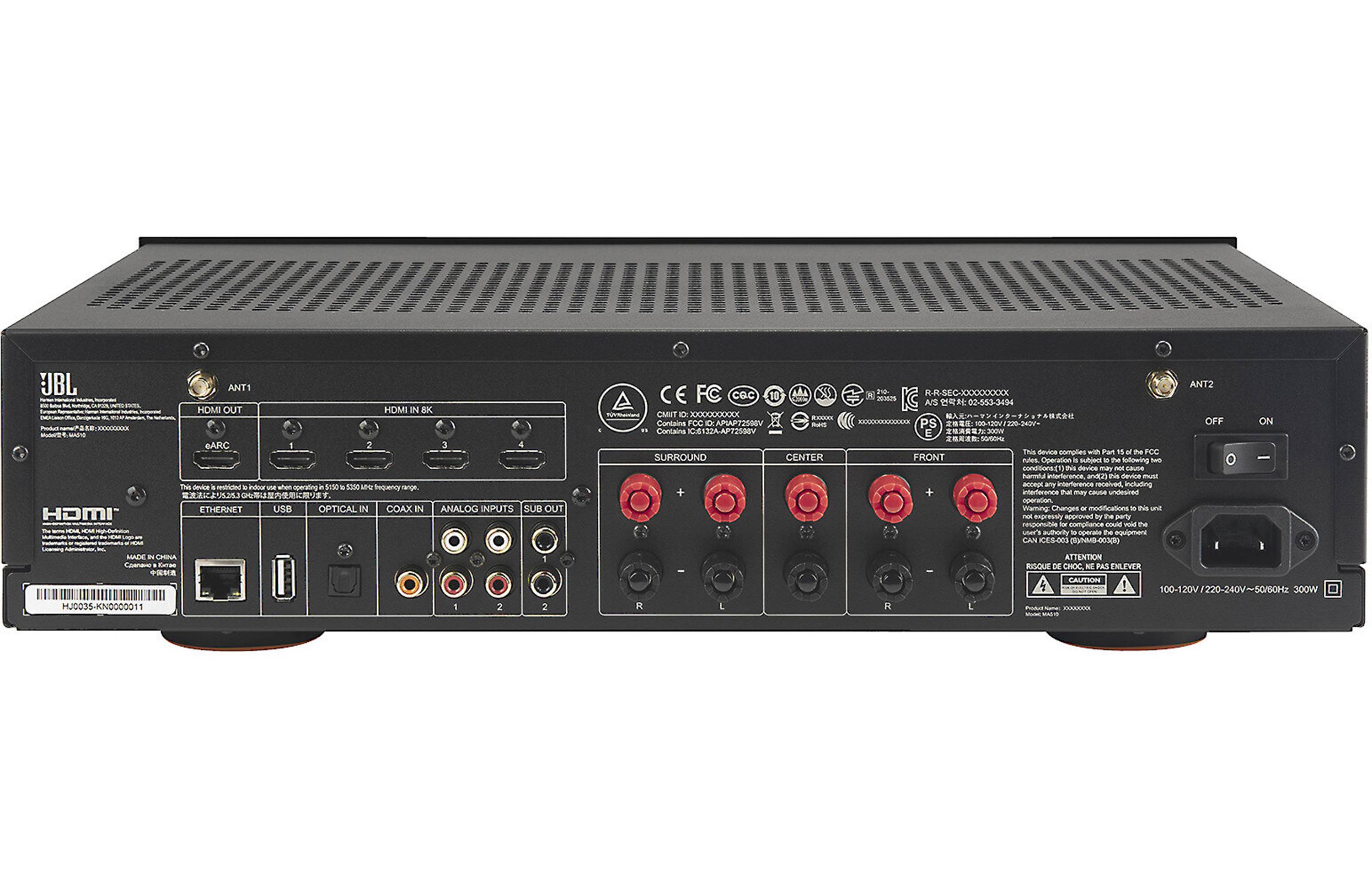 JBL MA510 5.2 Channel 8K A/V Receiver with Bluetooth, WiFi, Apple AirPlay 2 & Google Cast - Home Theater System for Movies, Music & Gaming